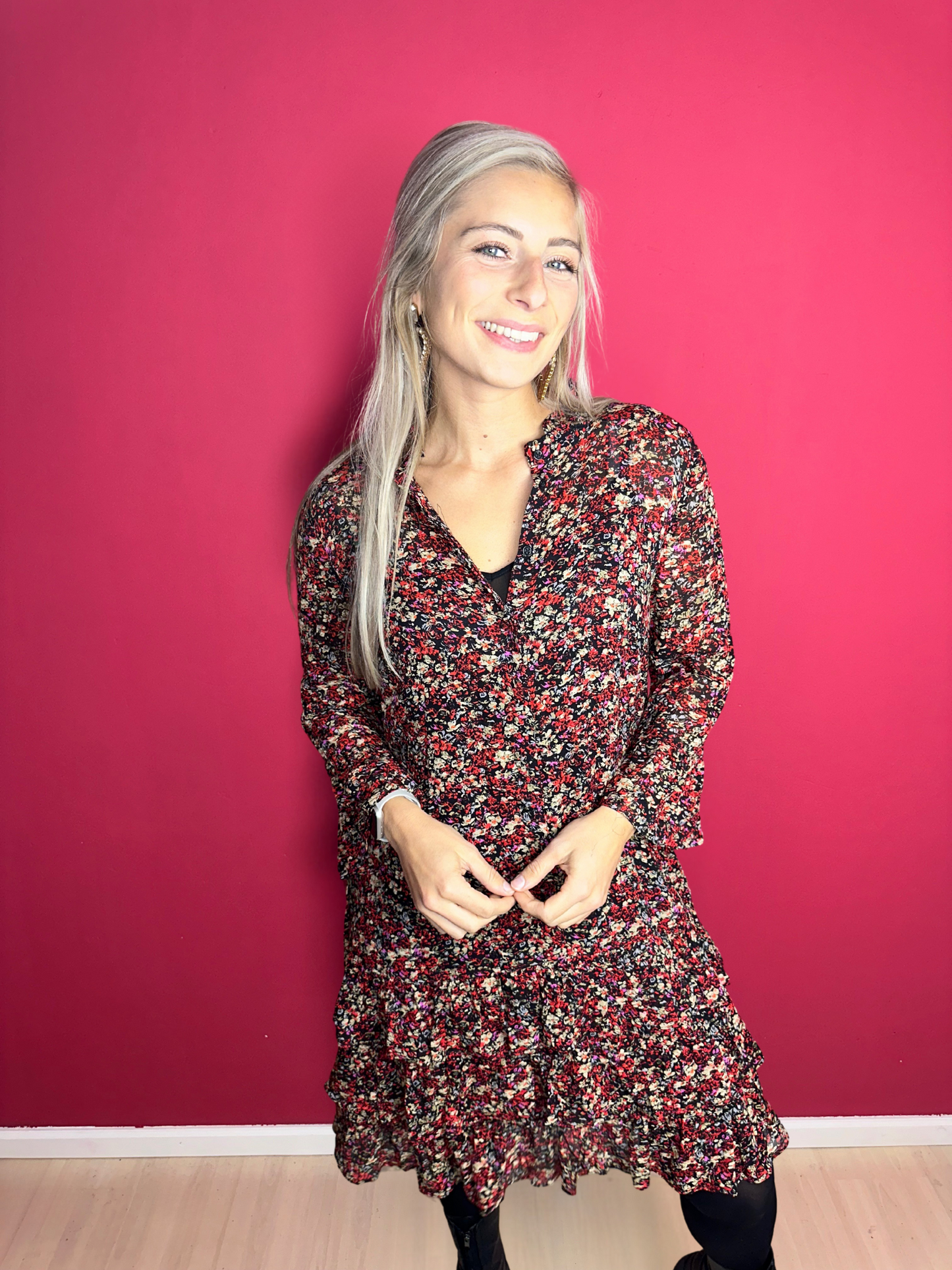 Jurk SET bloemenprint rood