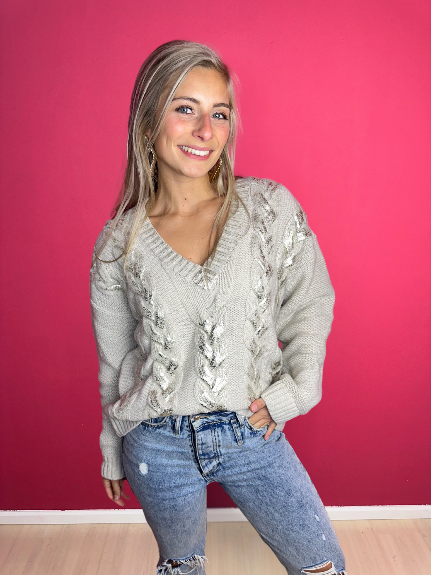 Pull en maille torsadée Marella beige