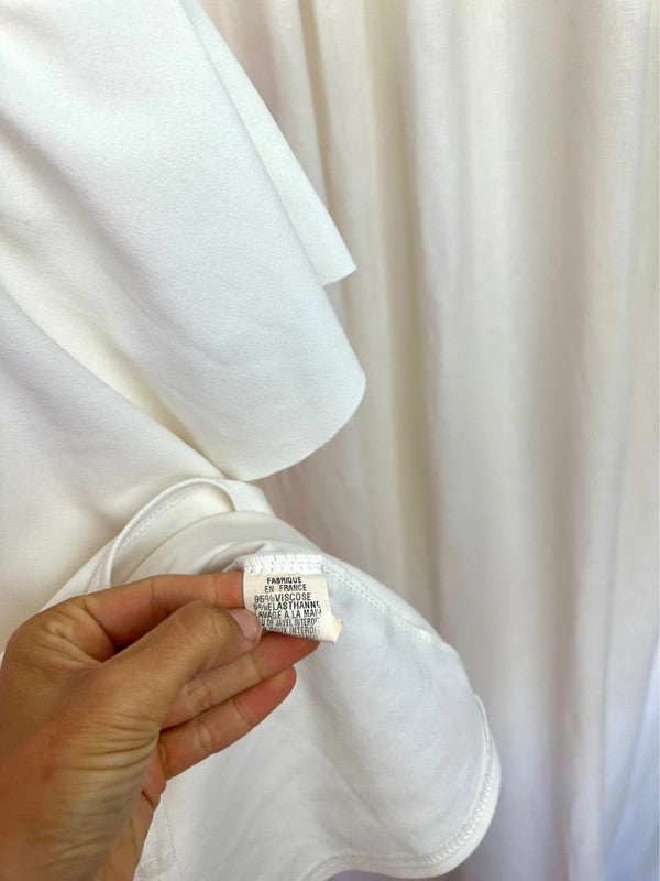 Top off shoulder ruche creme onesize