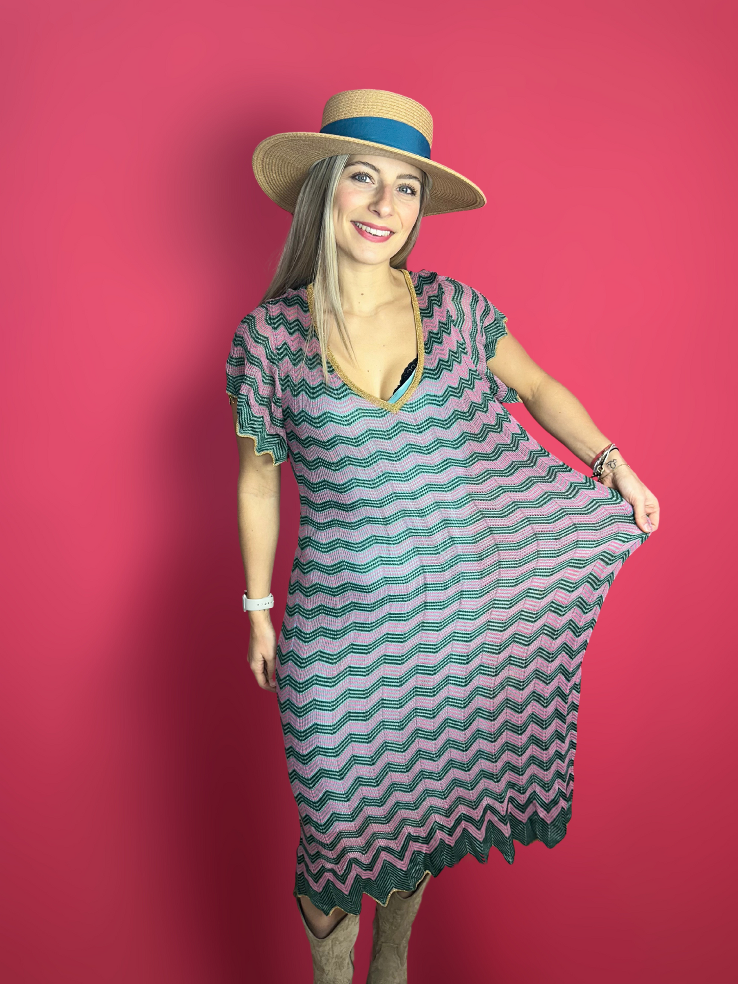 Robe Missoni rose/vert