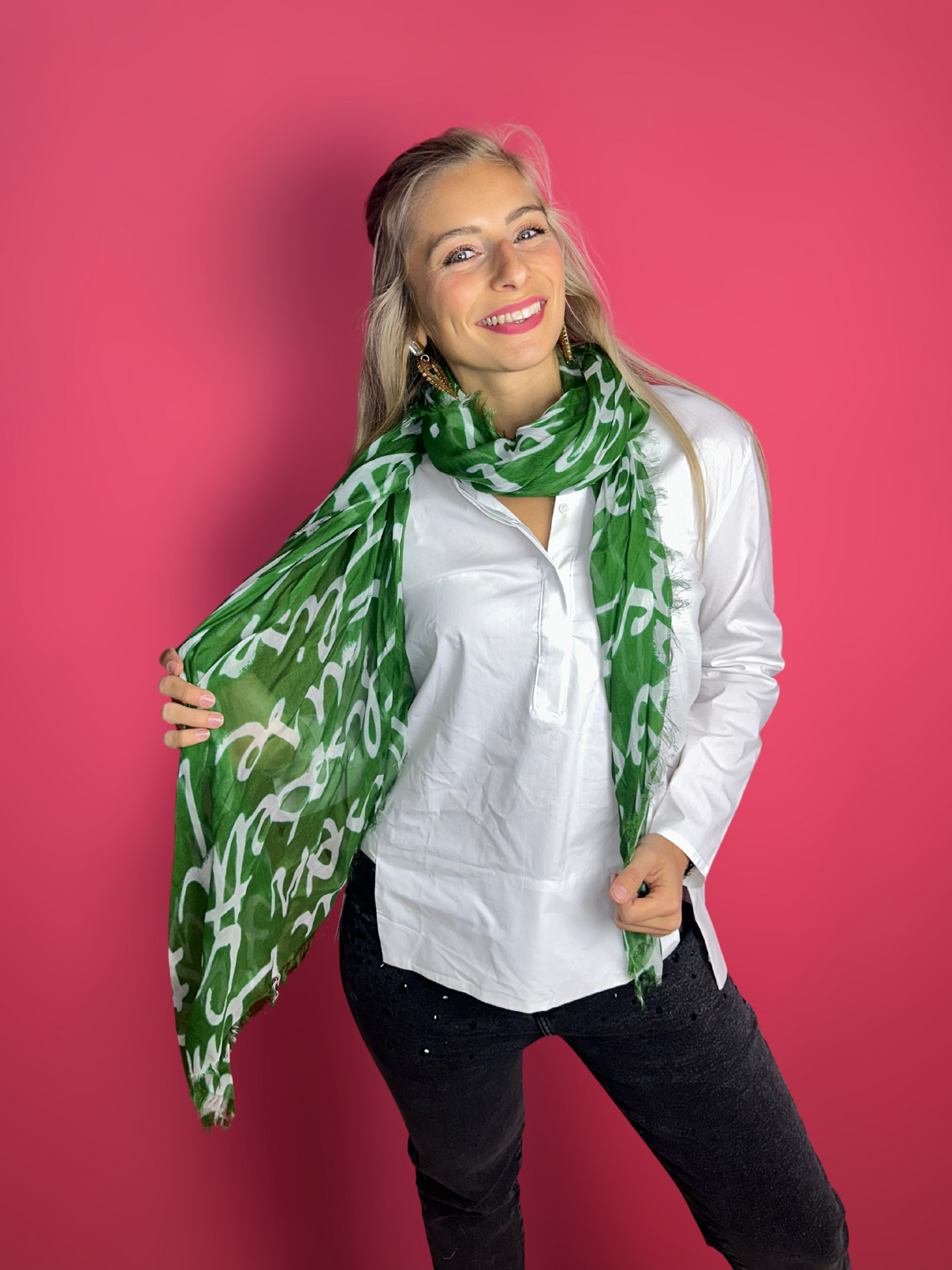 Foulard Elisabetta Franchi vert & blanc