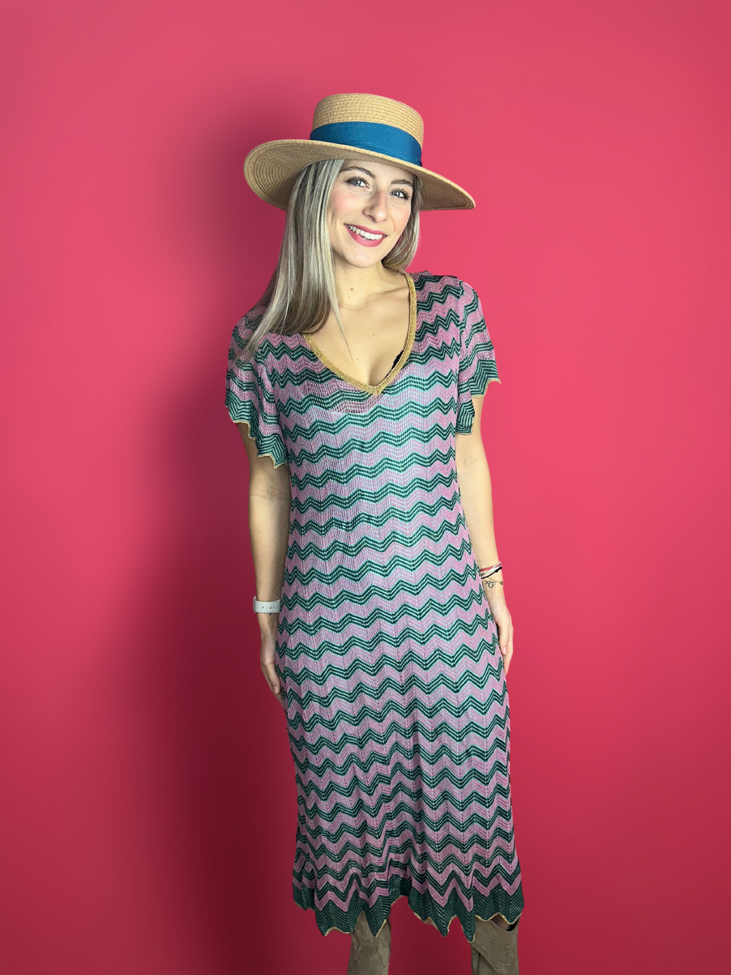 Robe Missoni rose/vert