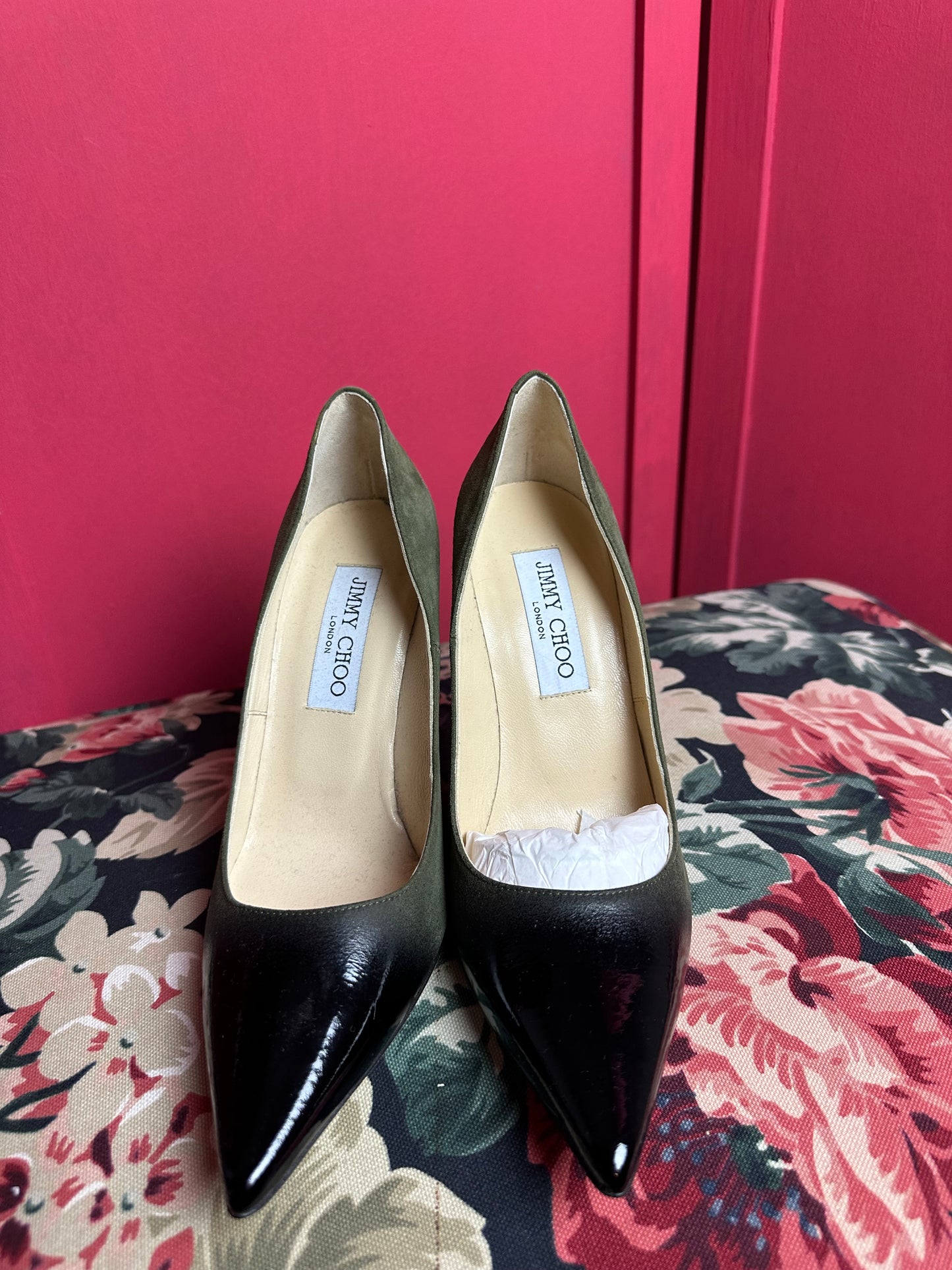 Escarpins Jimmy Choo vert armée/noir