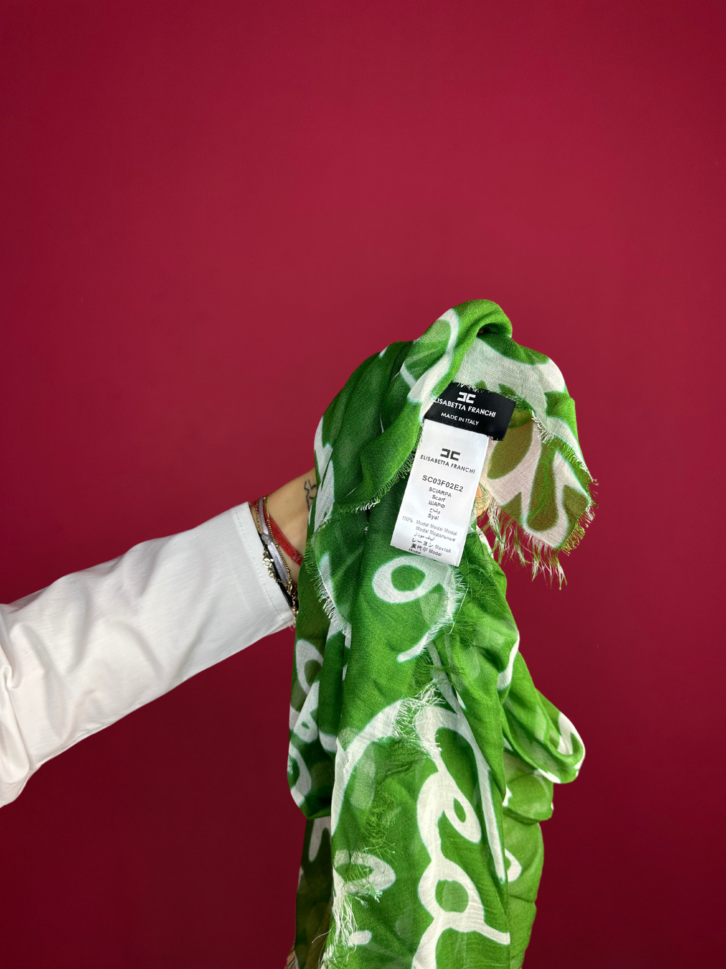 Foulard Elisabetta Franchi vert & blanc