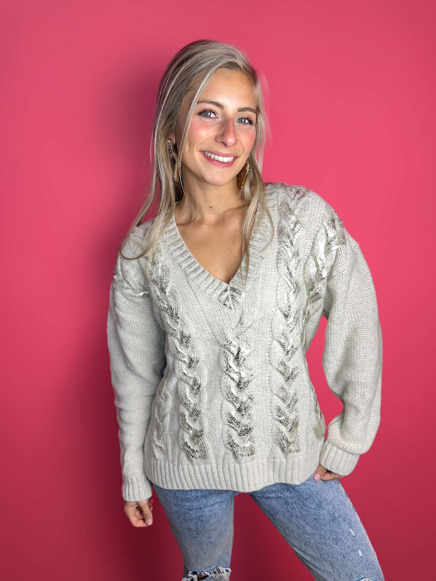 Pull en maille torsadée Marella beige