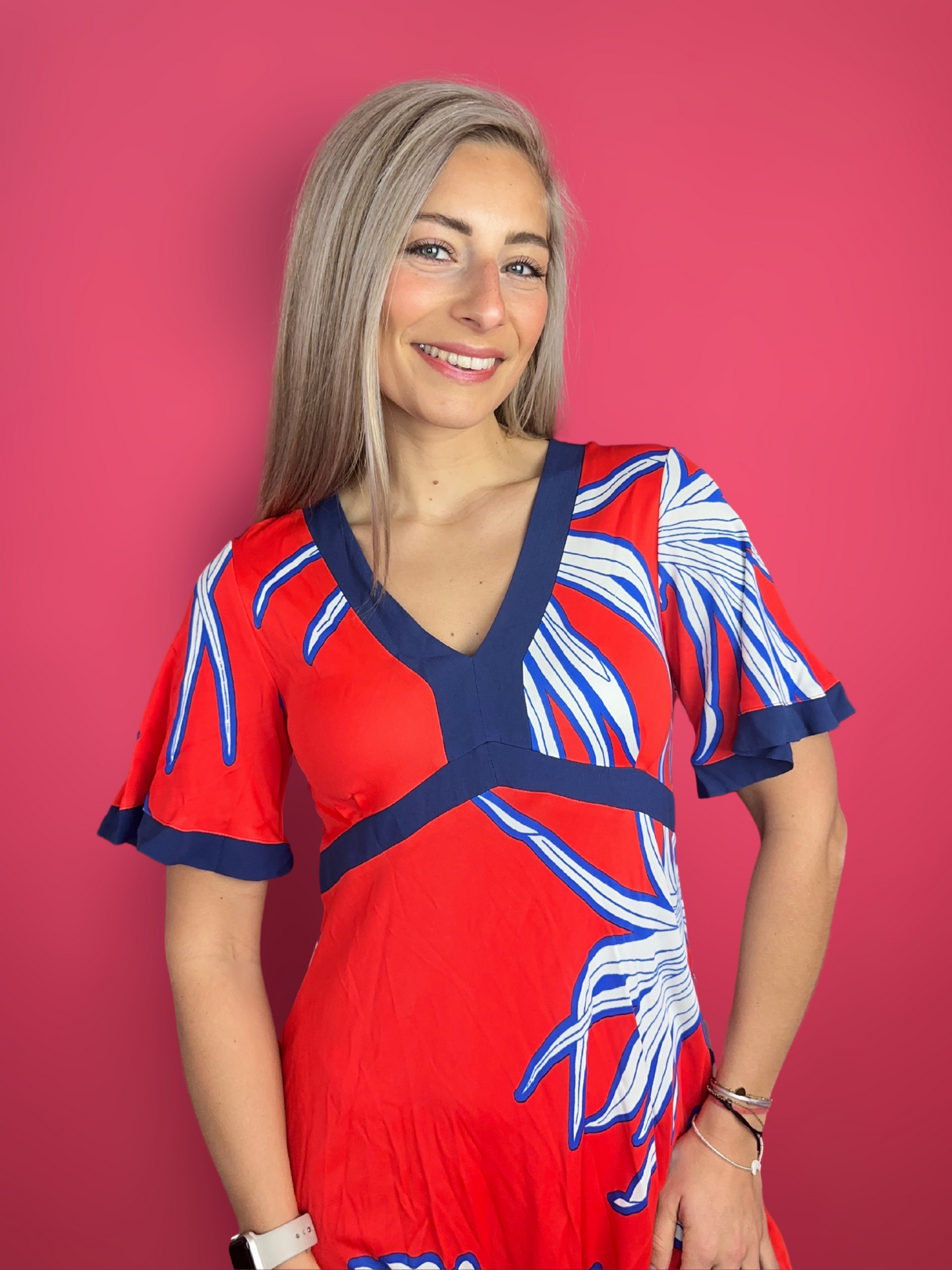 Robe Pinko cobalt/rouge