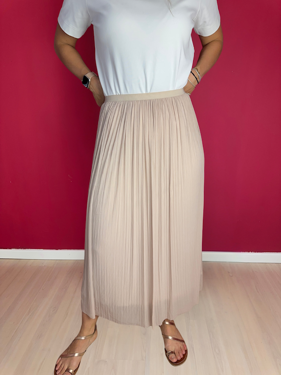 Rok Twinset tule plissé beige - Maat L