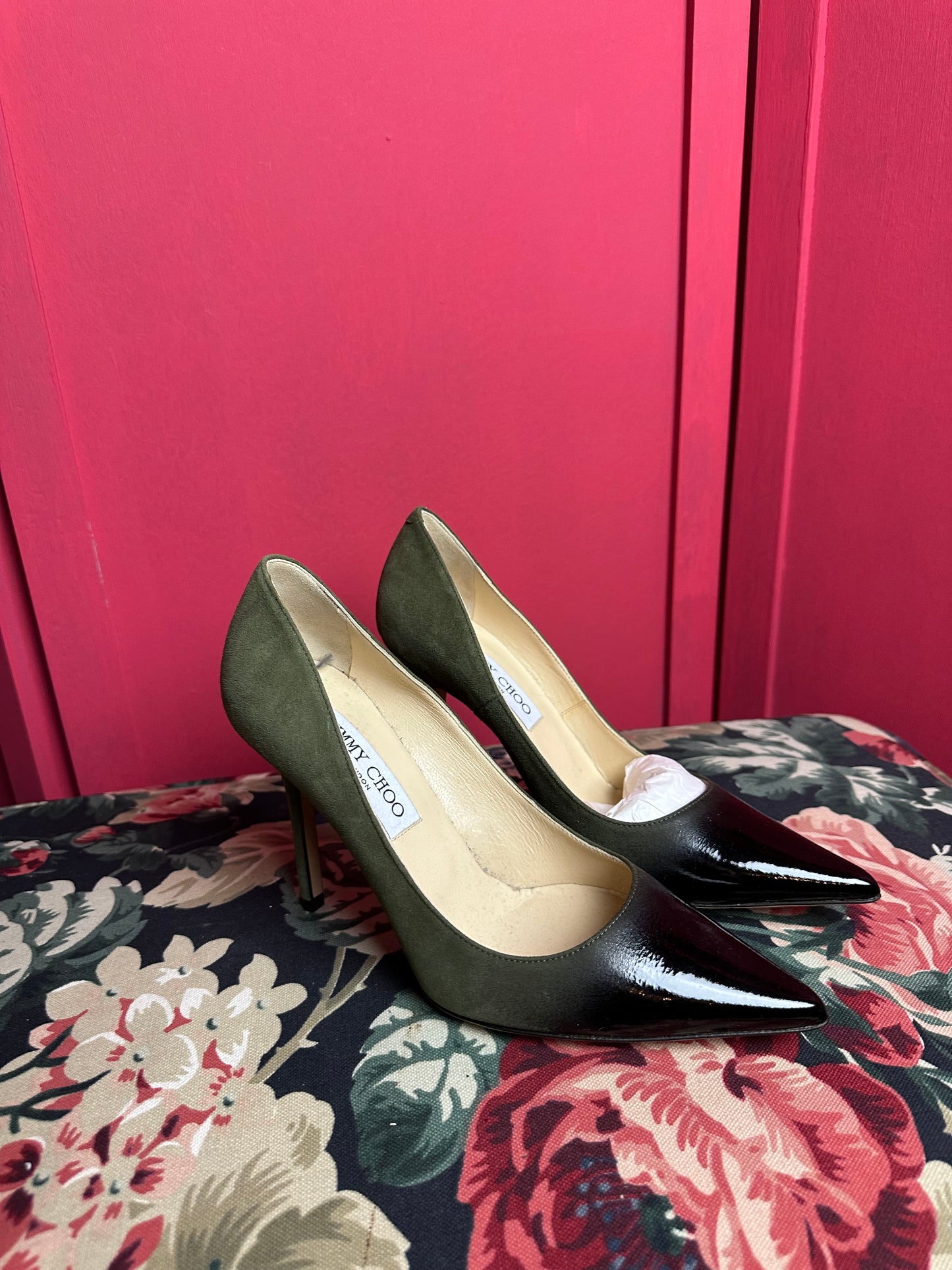 Escarpins Jimmy Choo vert armée/noir