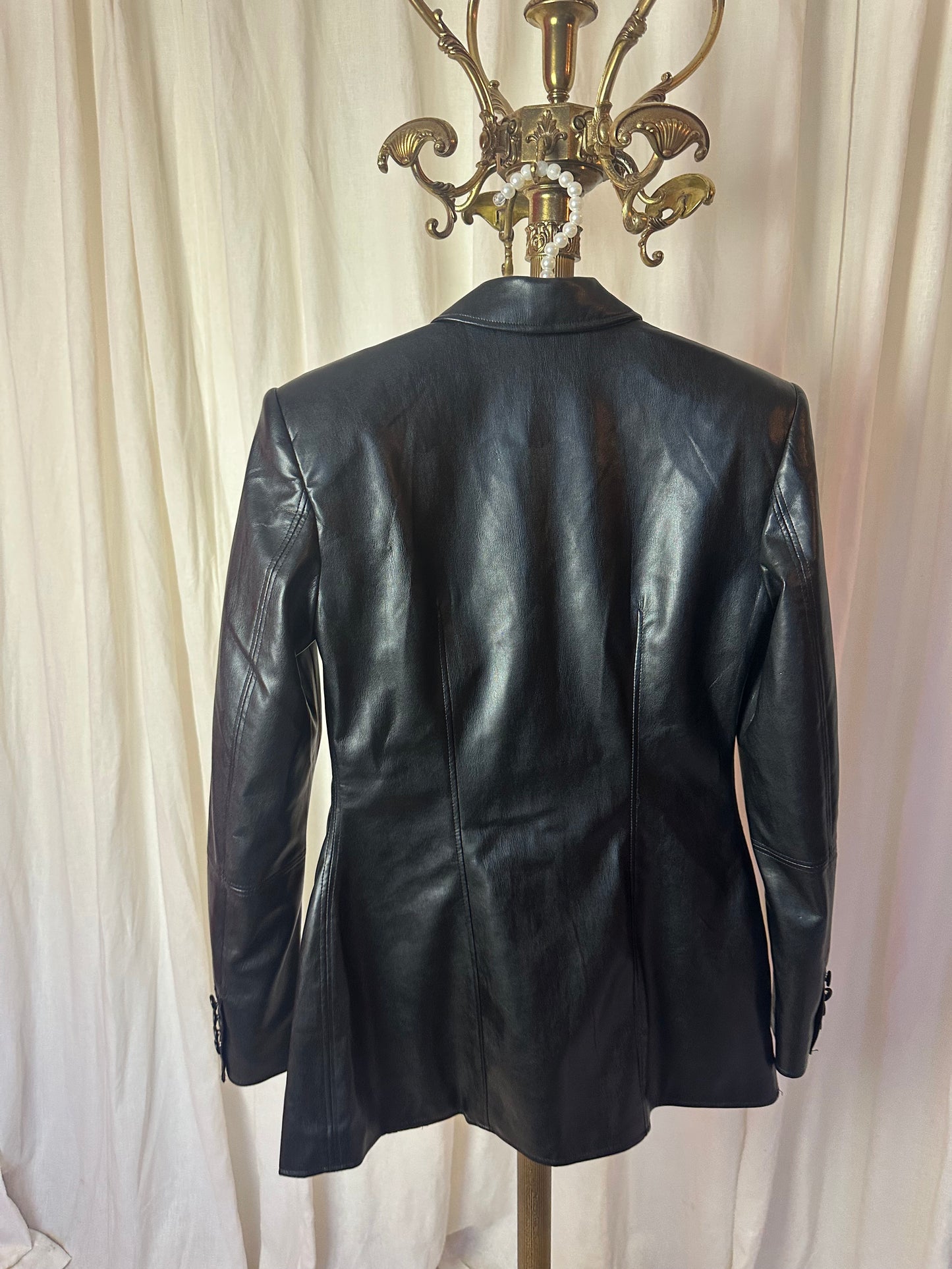 Blazer H&M cinched PU leather zwart maat 36