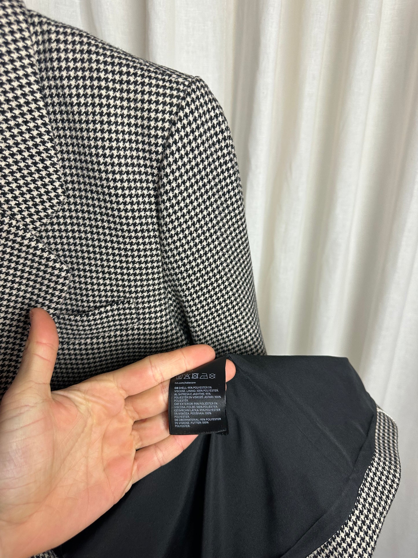 Blazer H&M ruit zwart,beige maat XS