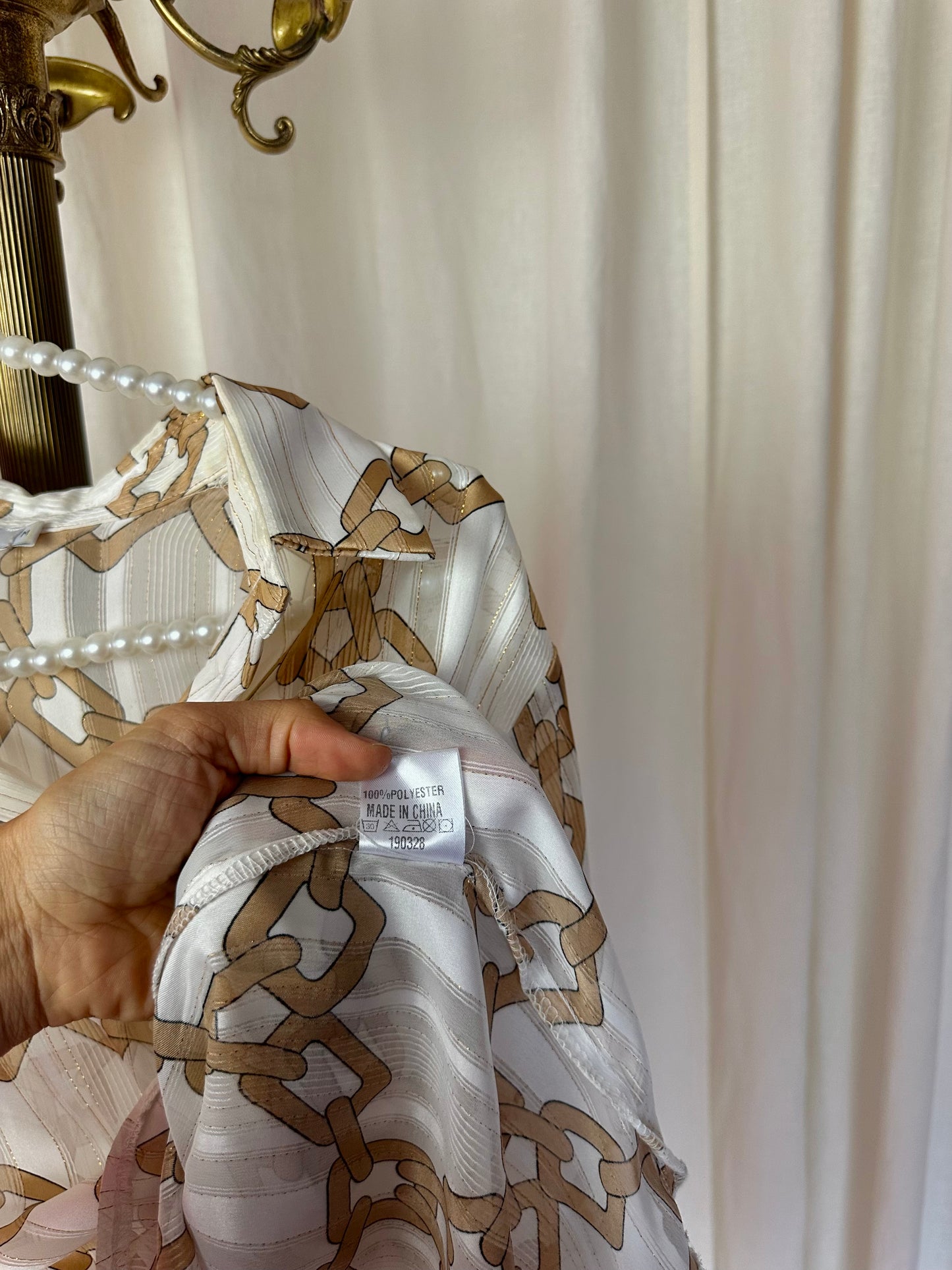 Blouse Ambika Alice chain wit,beige,goud maat M