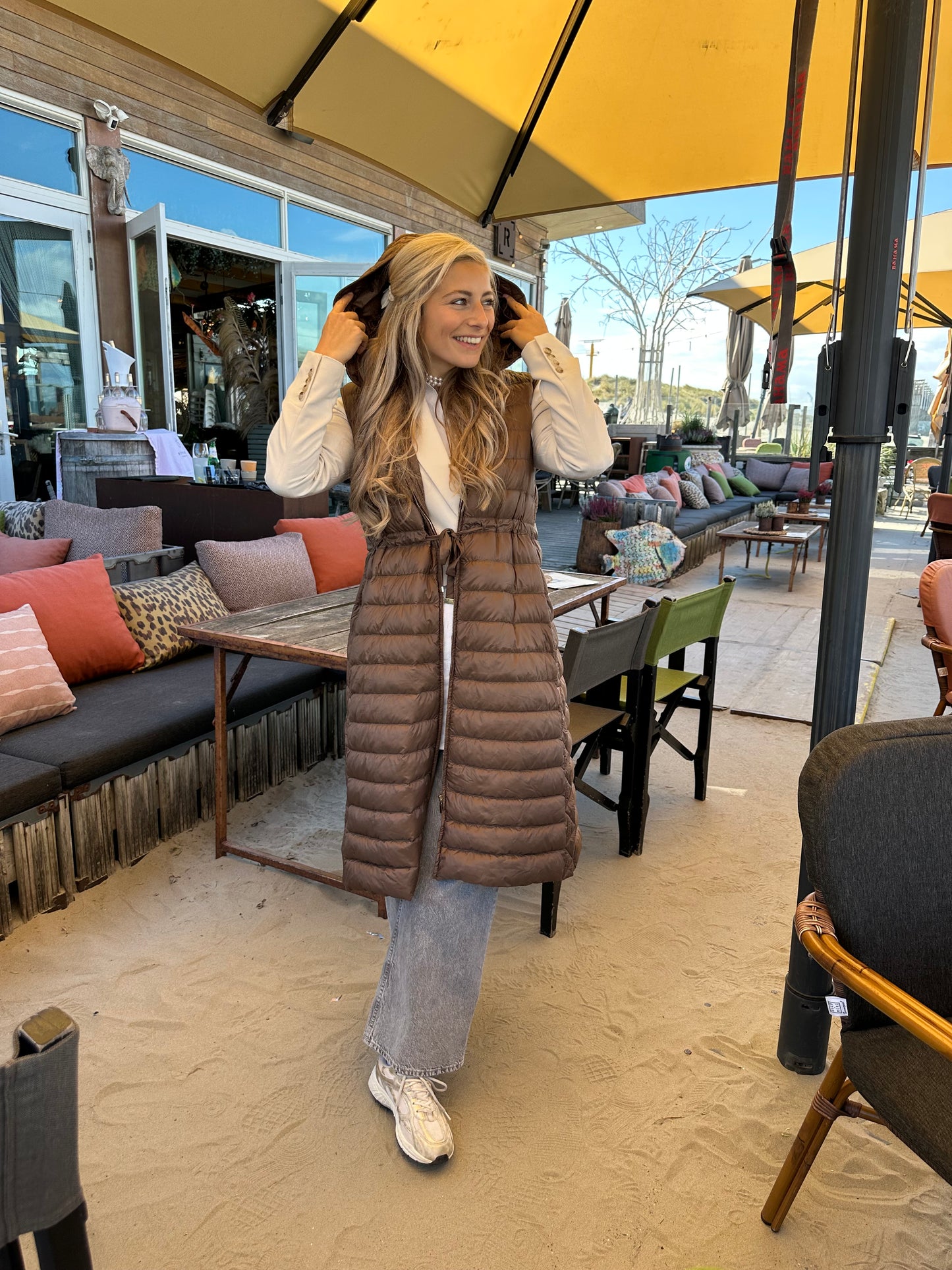 Bodywarmer MaxMara lang bruin - Maat 38