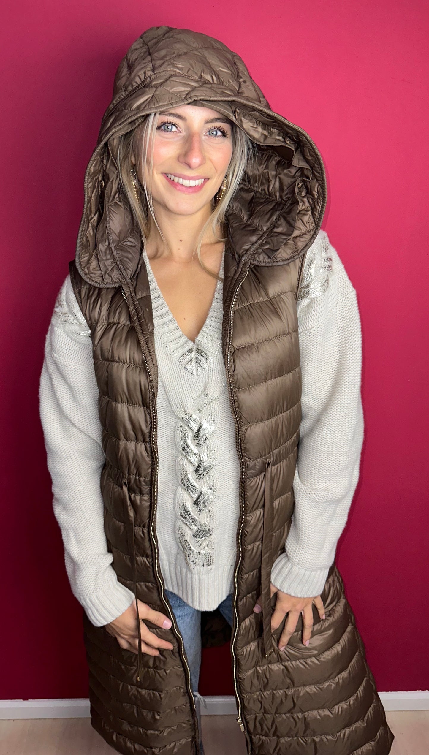 Bodywarmer MaxMara lang bruin - Maat 38