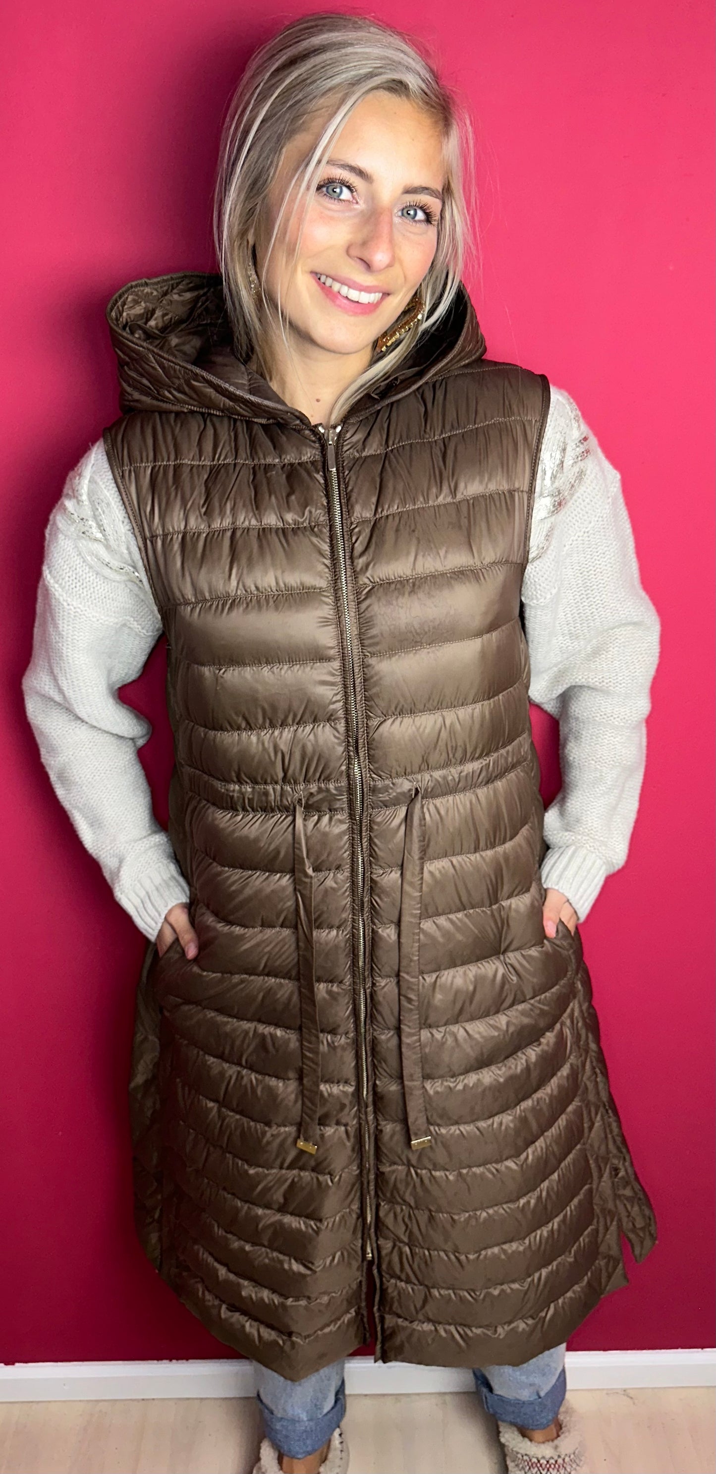 Bodywarmer MaxMara lang bruin - Maat 38