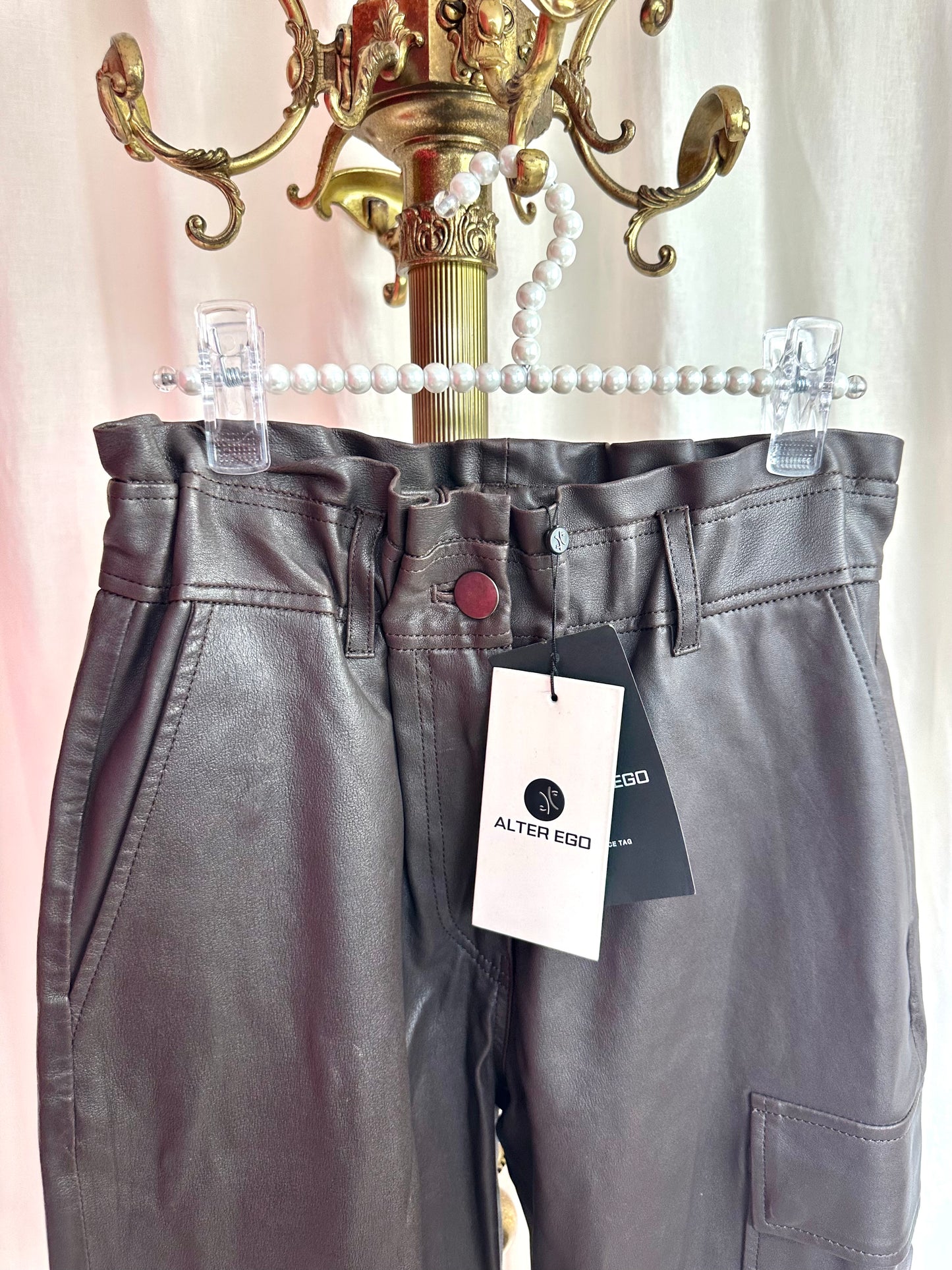Broek Alter Ego leer donkerbruin - Maat S