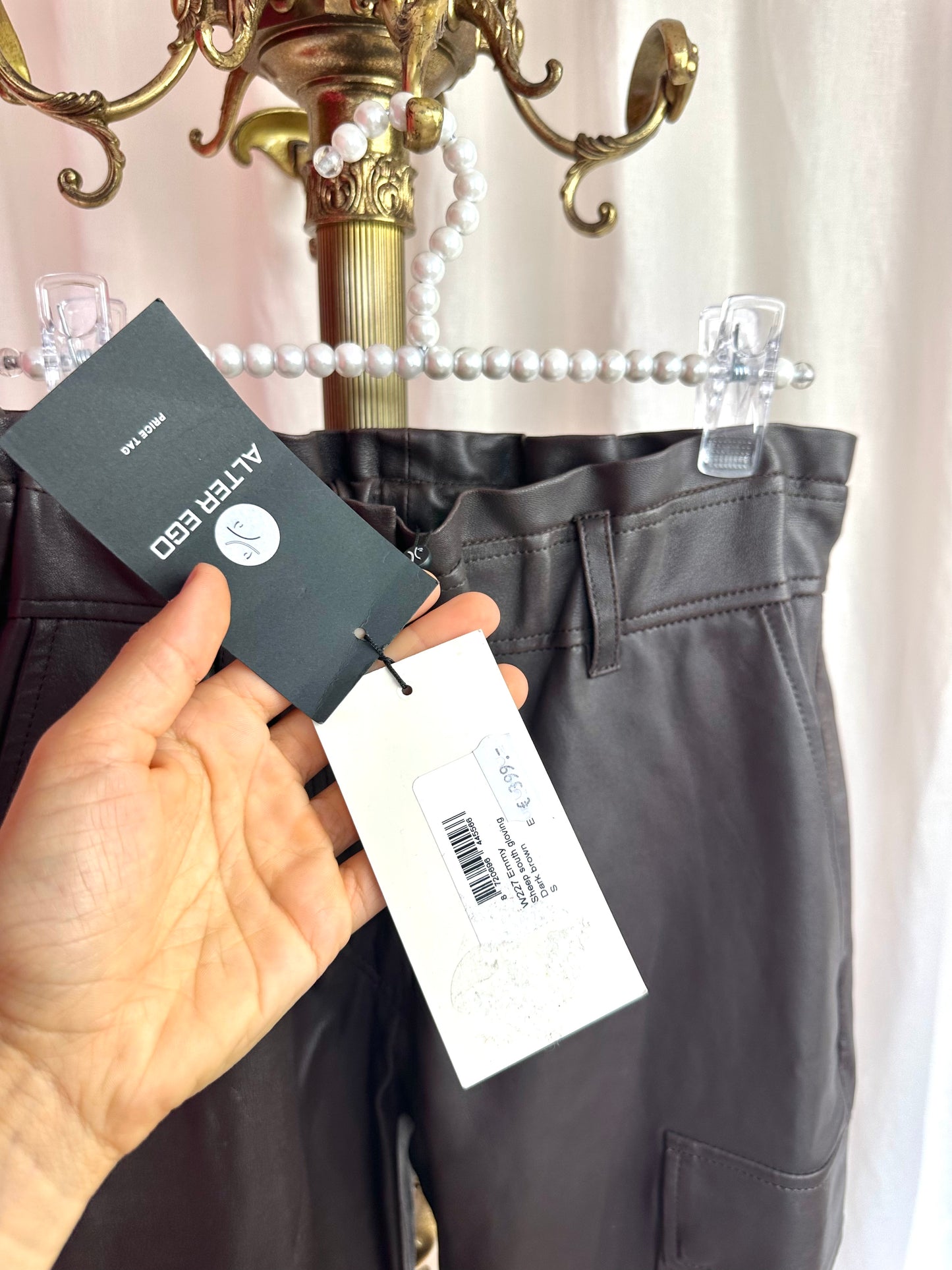 Broek Alter Ego leer donkerbruin - Maat S
