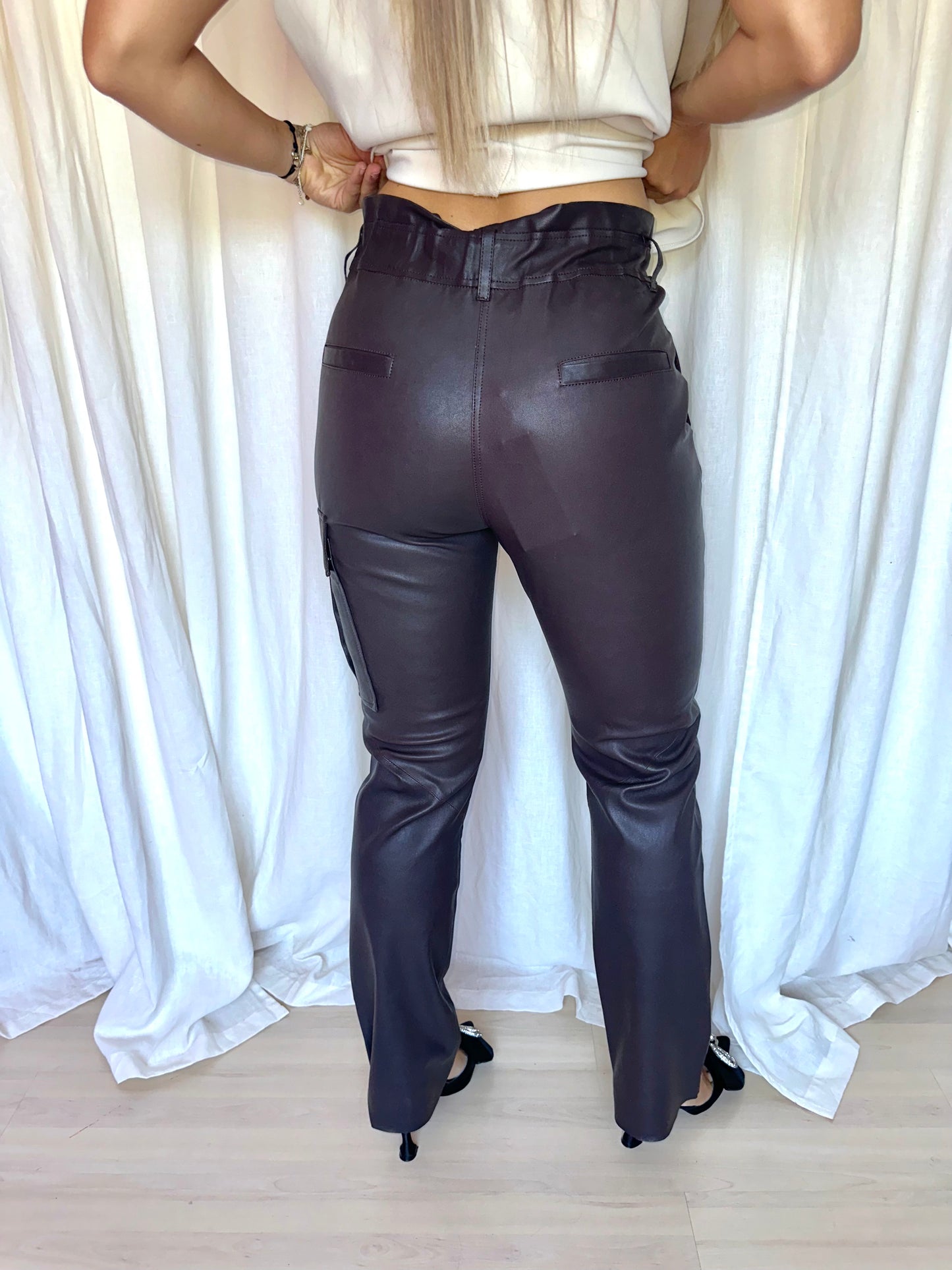 Broek Alter Ego leer donkerbruin - Maat XS