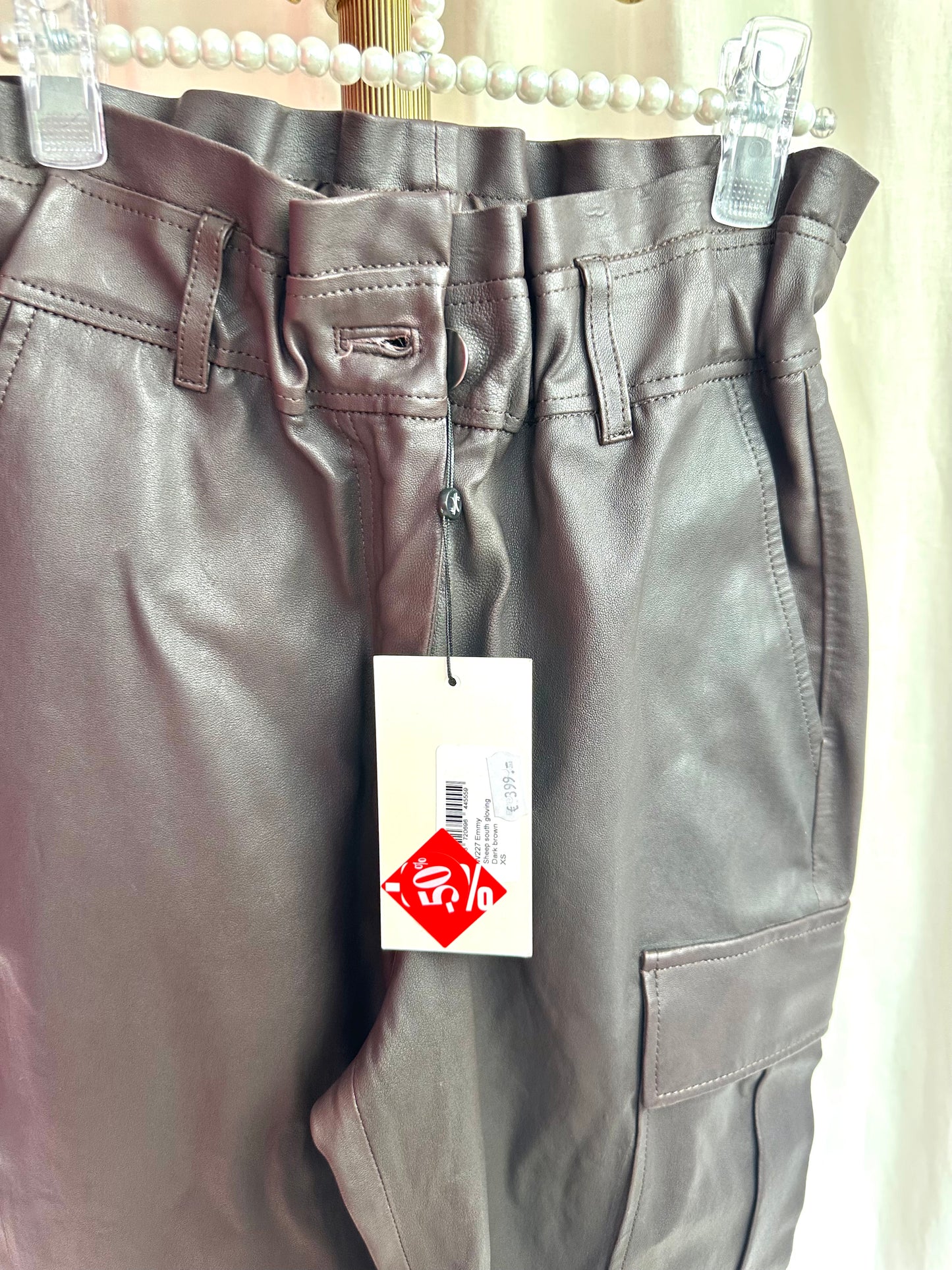 Broek Alter Ego leer donkerbruin - Maat XS