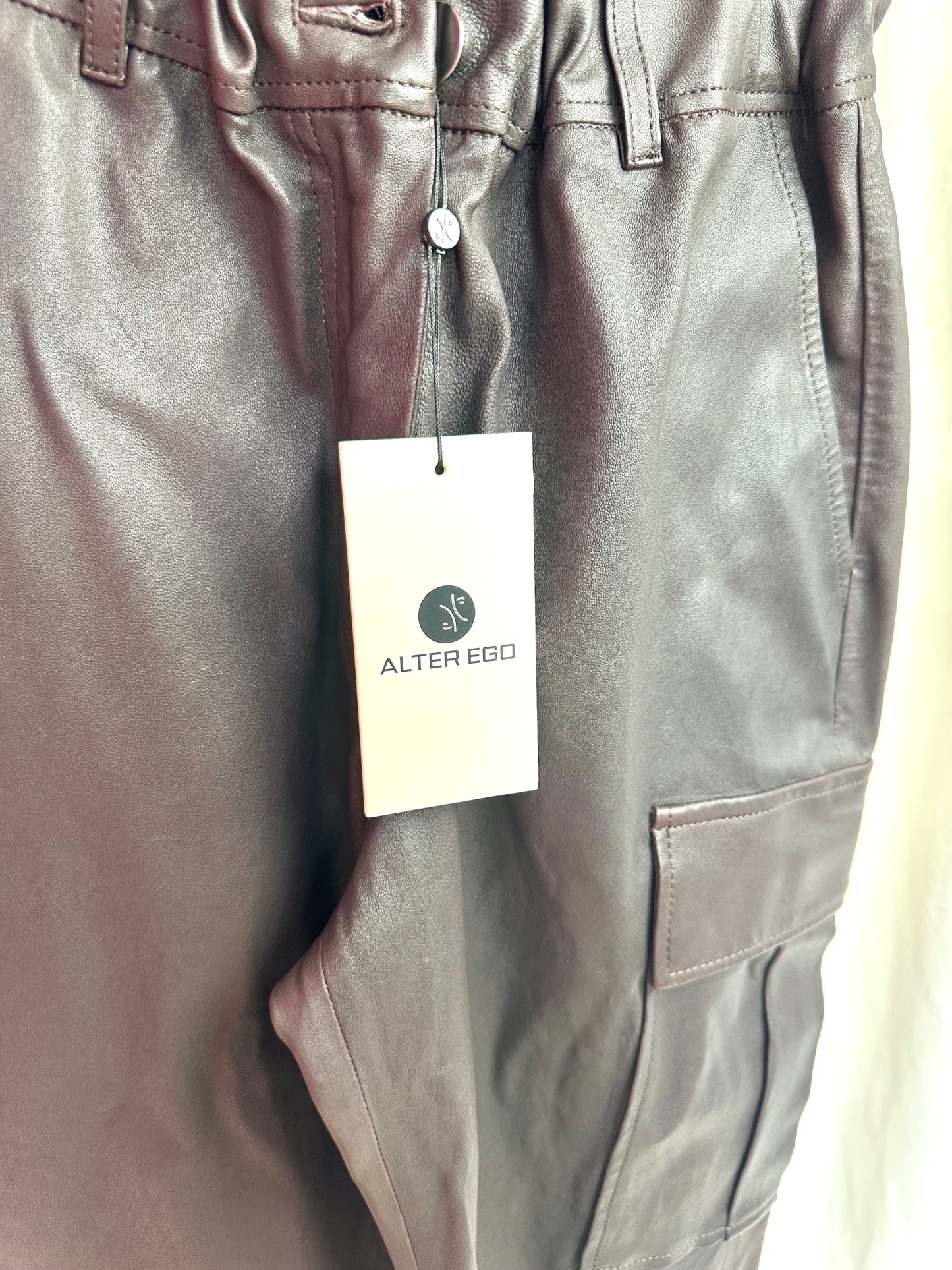 Broek Alter Ego leer donkerbruin - Maat XS