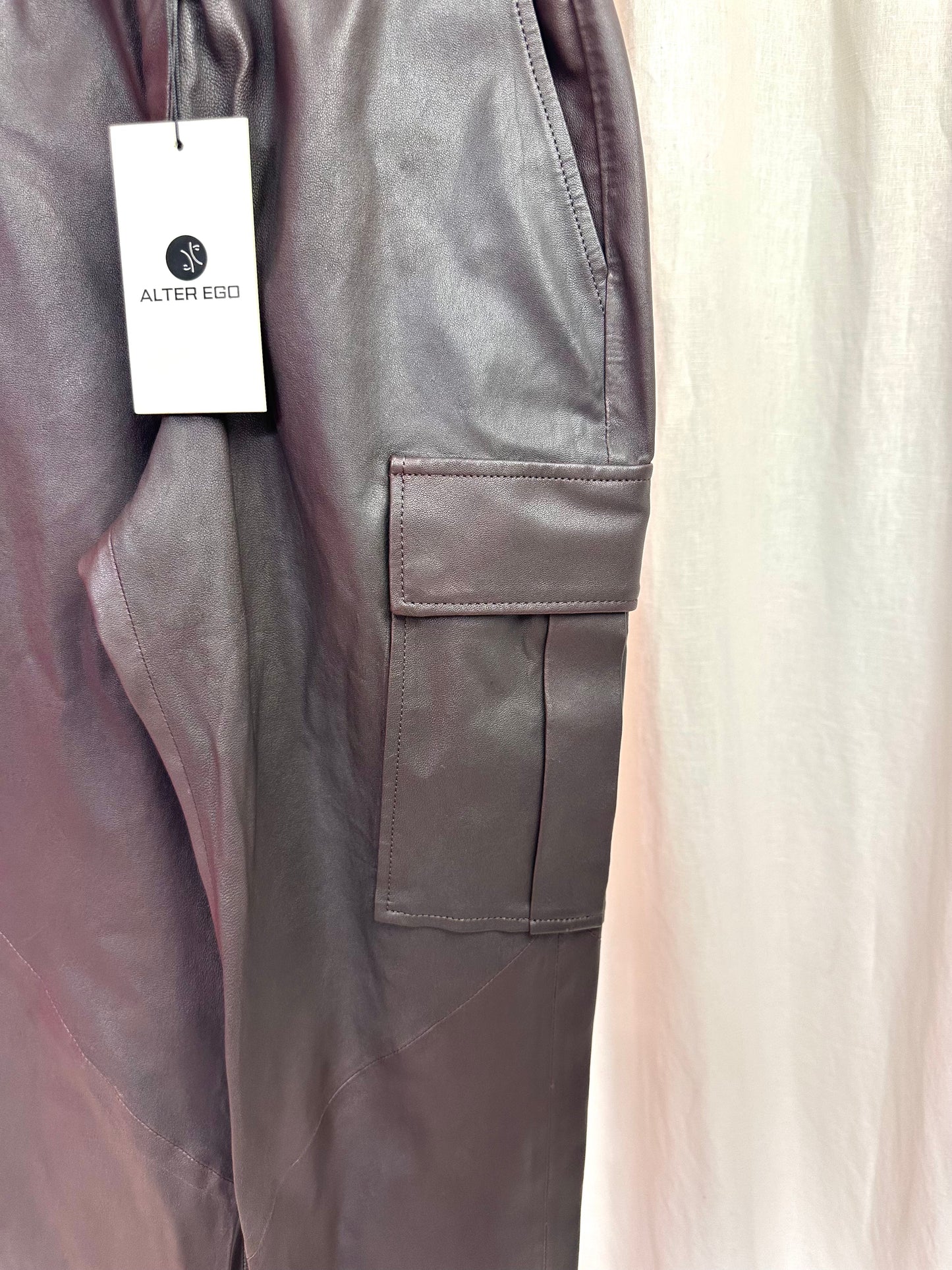 Broek Alter Ego leer donkerbruin - Maat XS