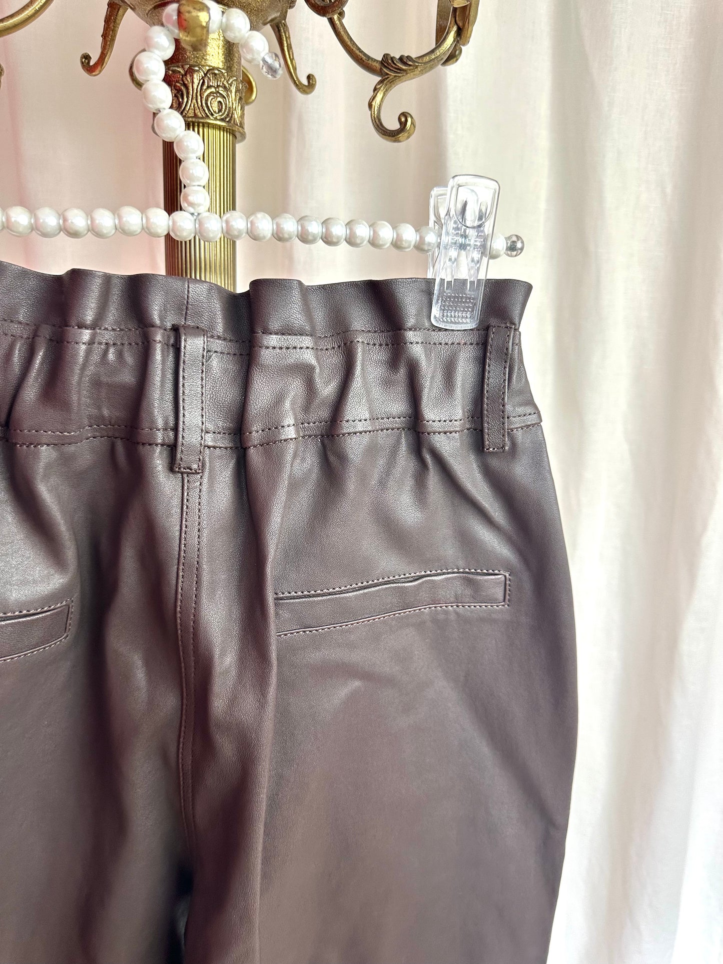 Broek Alter Ego leer donkerbruin - Maat XS