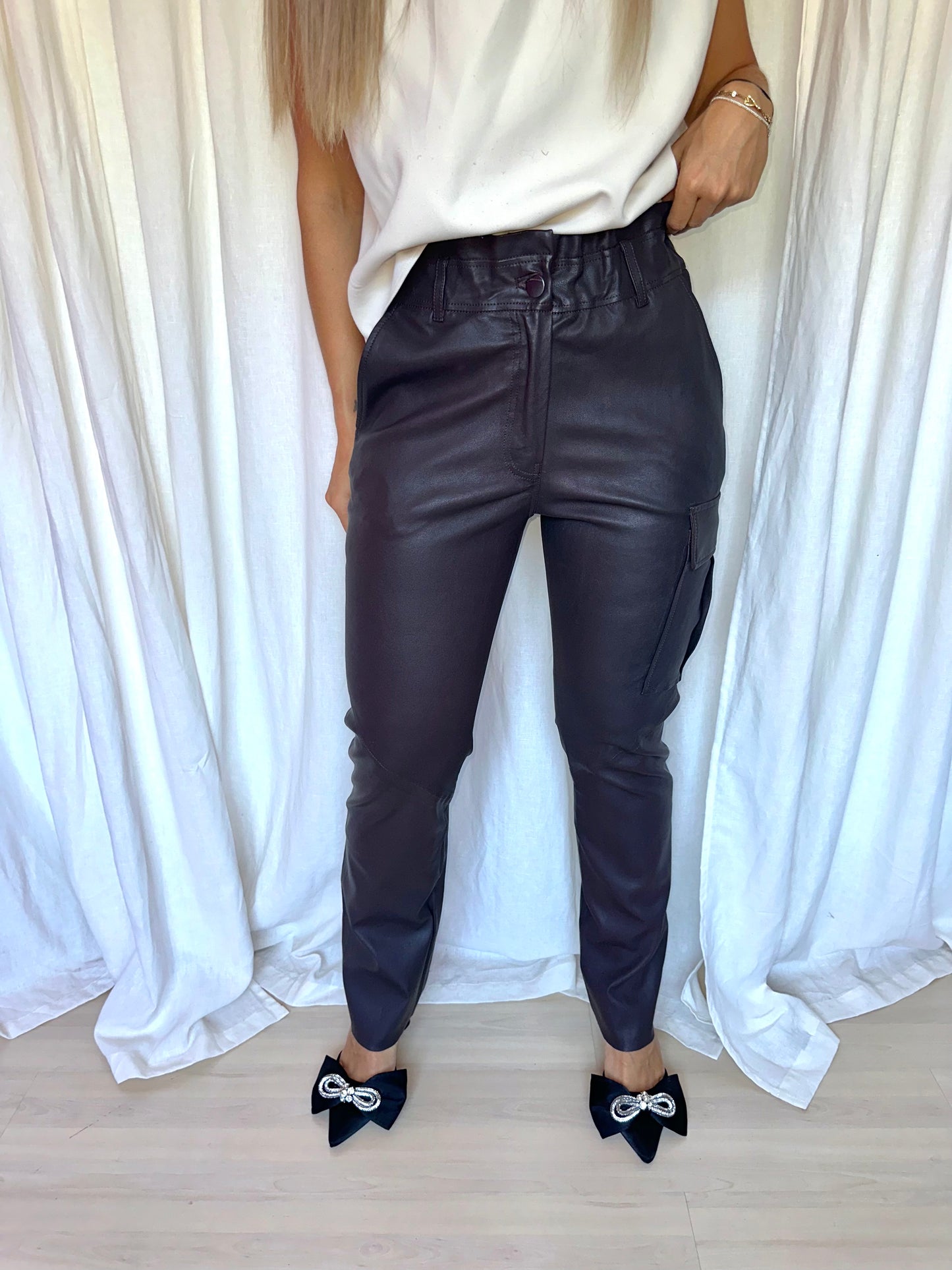 Broek Alter Ego leer donkerbruin - Maat XS