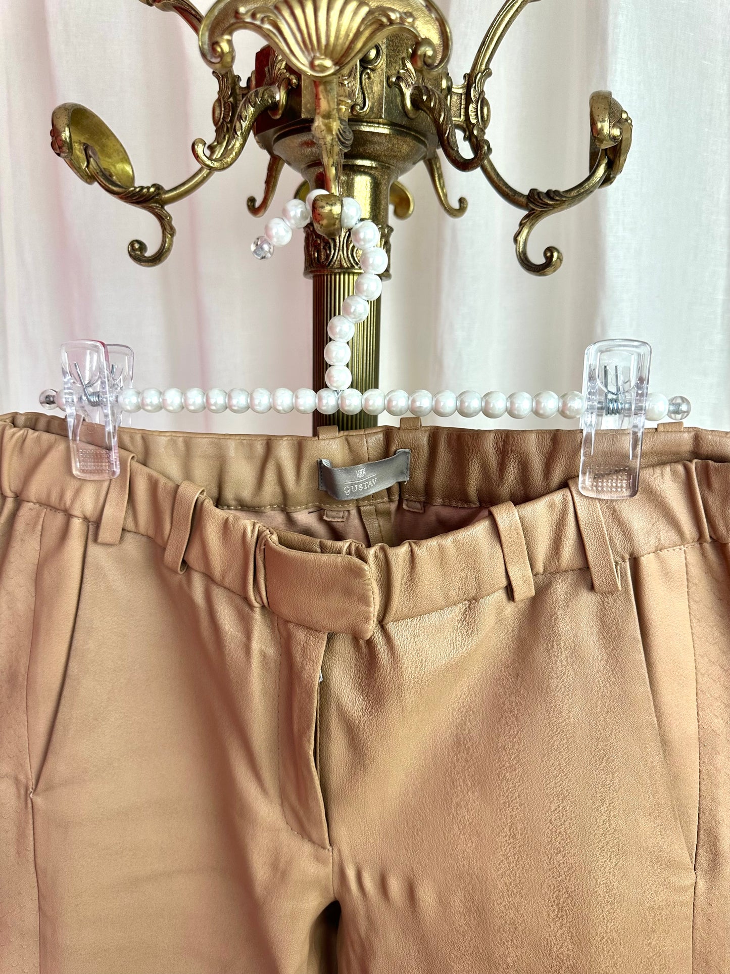 Broek Gustav leer beige - Maat 36