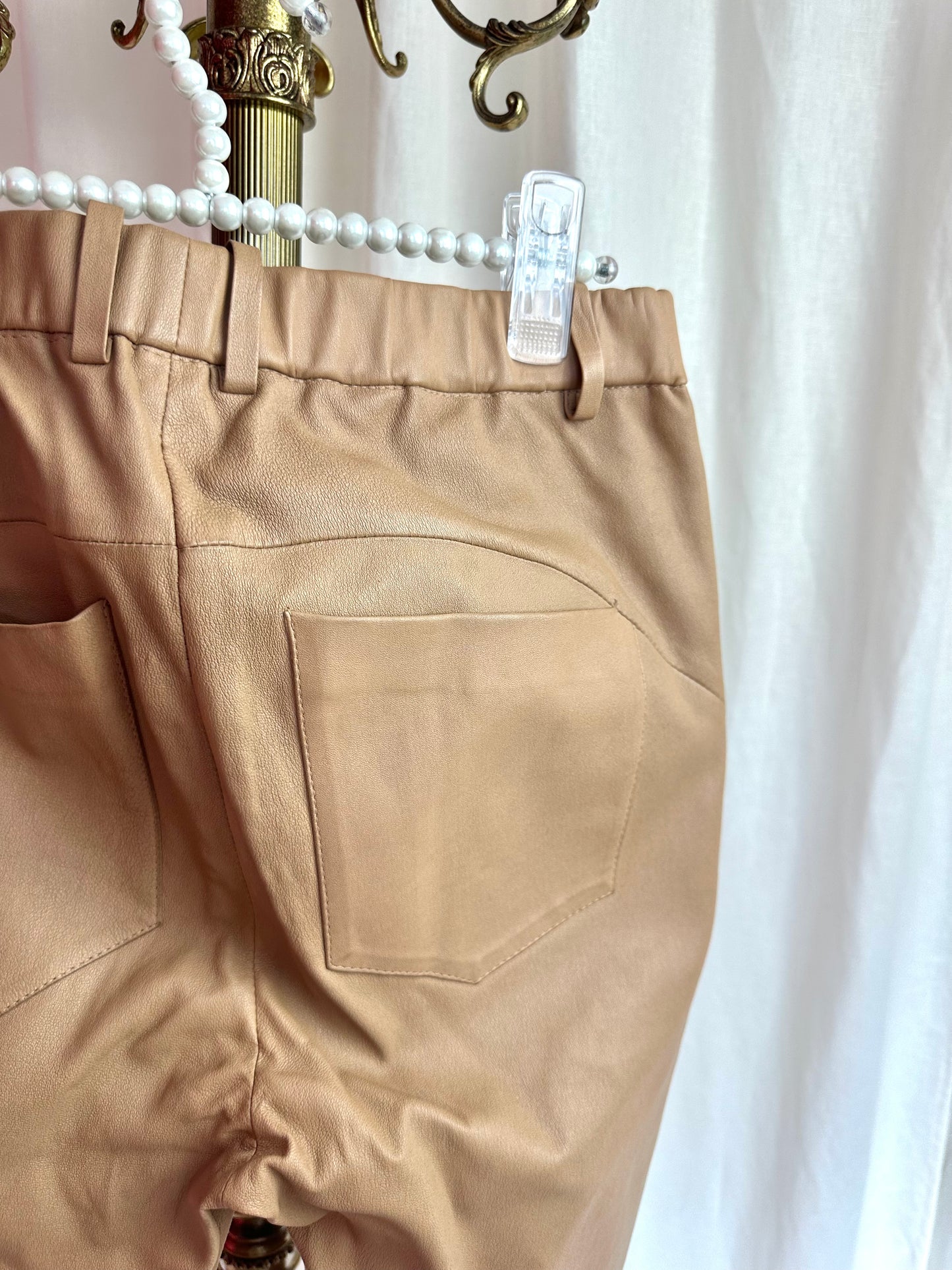 Broek Gustav leer beige - Maat 36