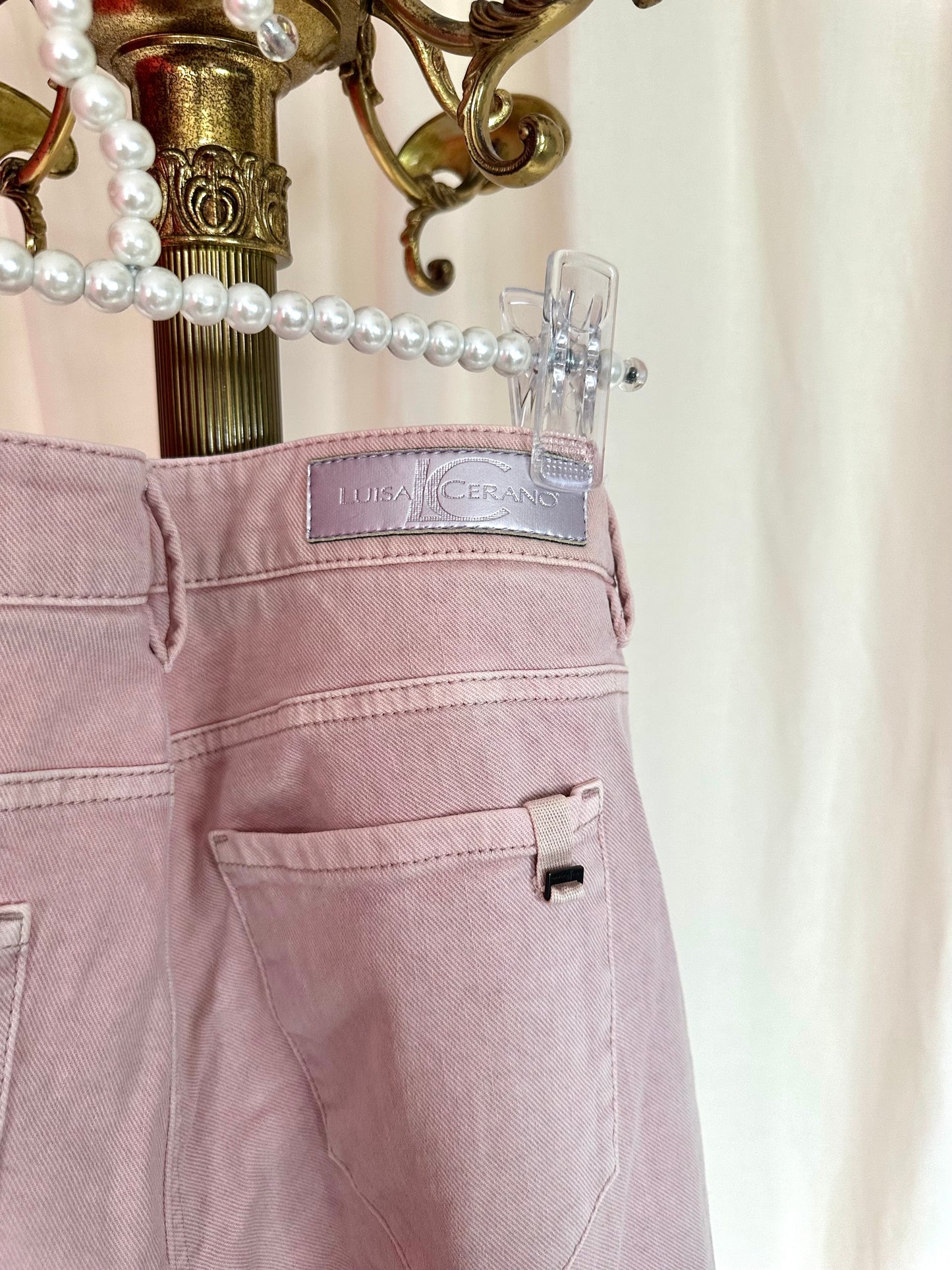 Broek Luisa Cerano denim lichtroze maat 40