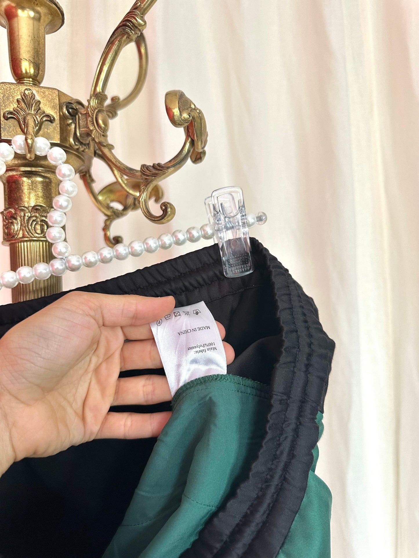 Broek Munthe satijnlook groen,zwart maat 36