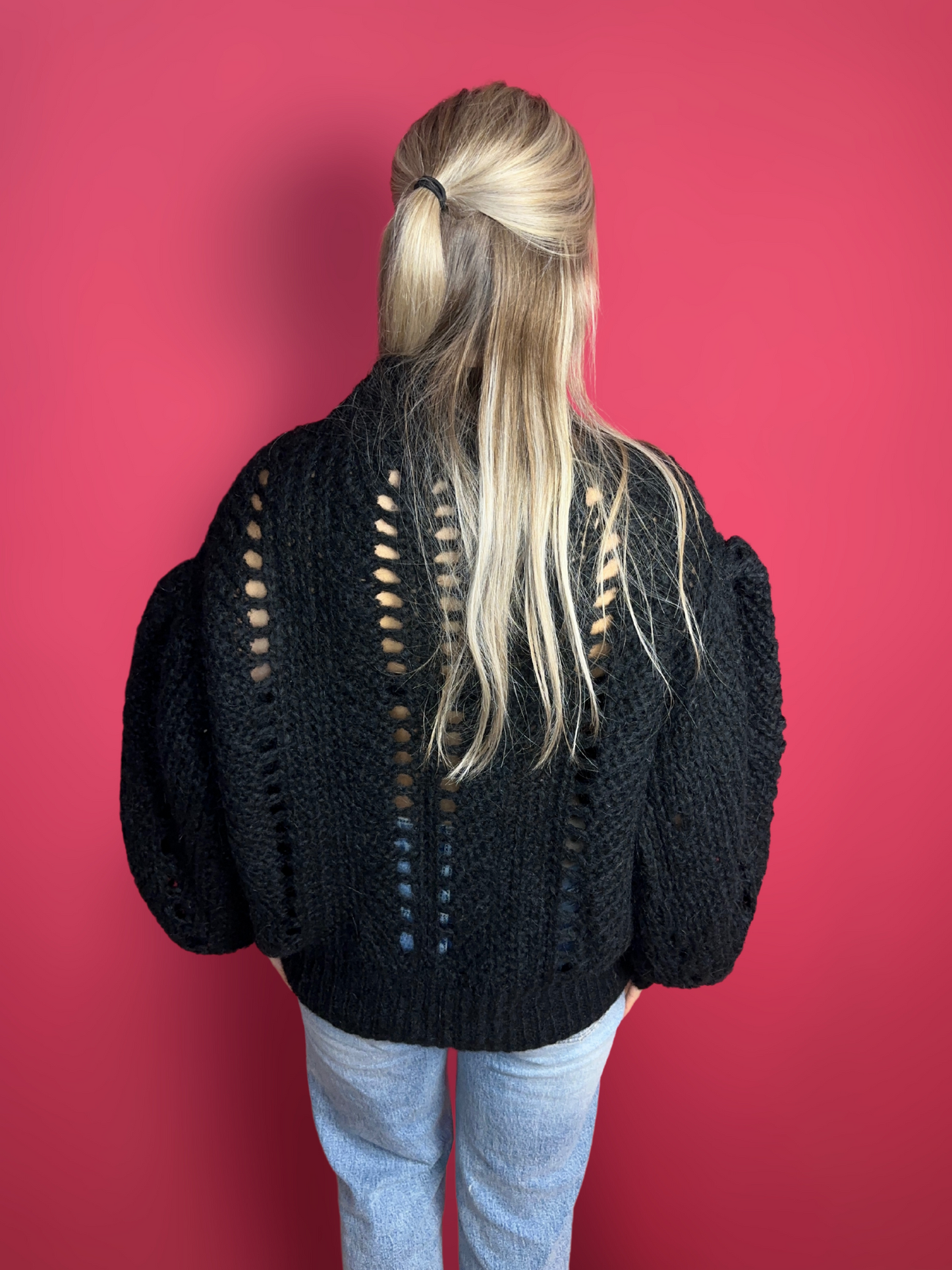 Pull Ibana crocheté noir