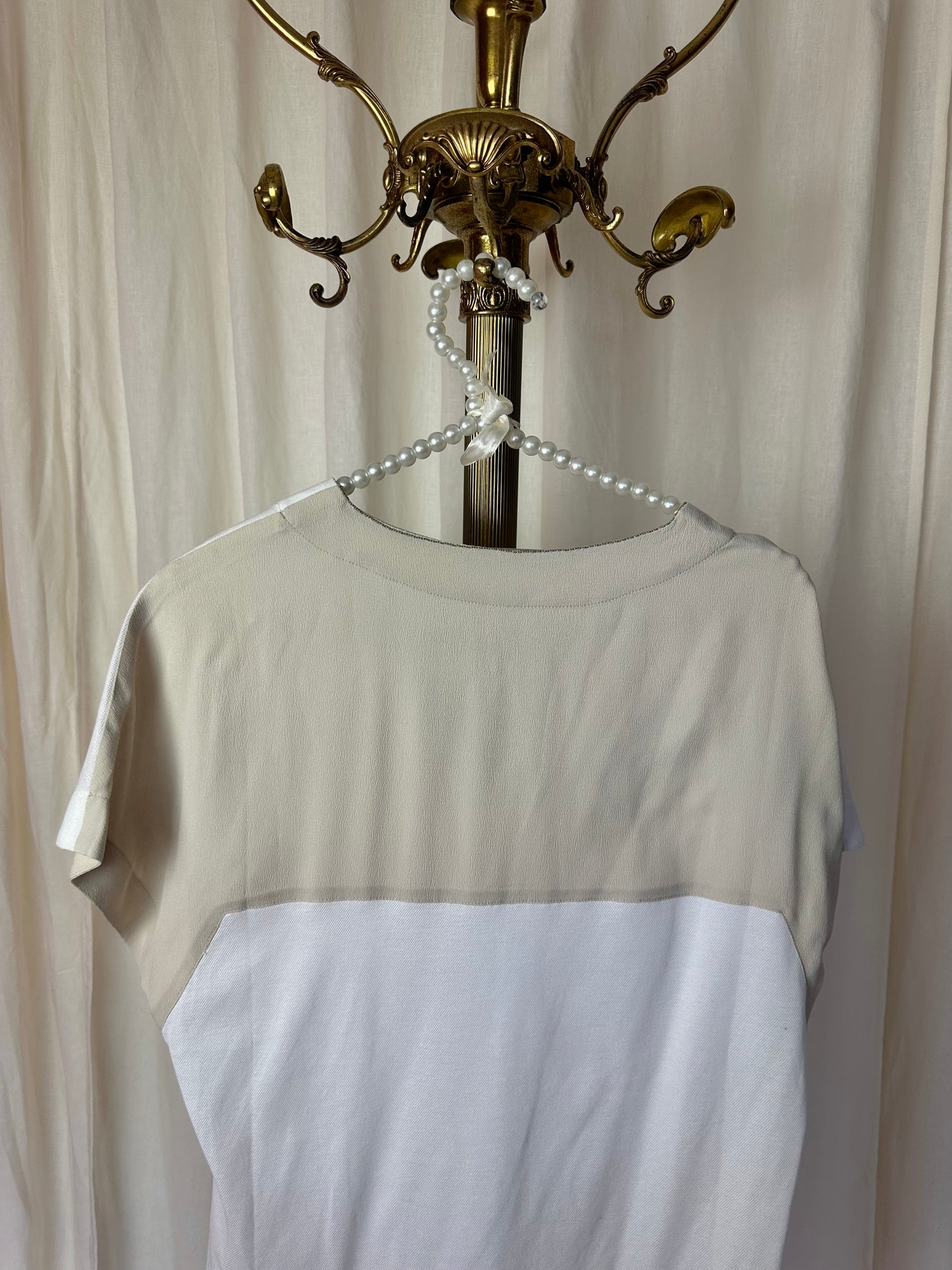Top Fabiana Filippi korte mouw wit, beige - maat XS (34)