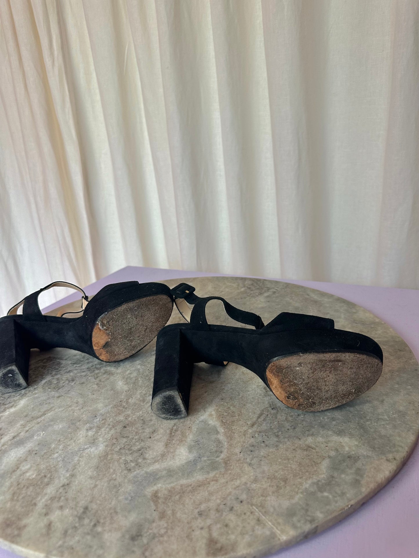 Hakken Unisa blok open suede zwart maat 38