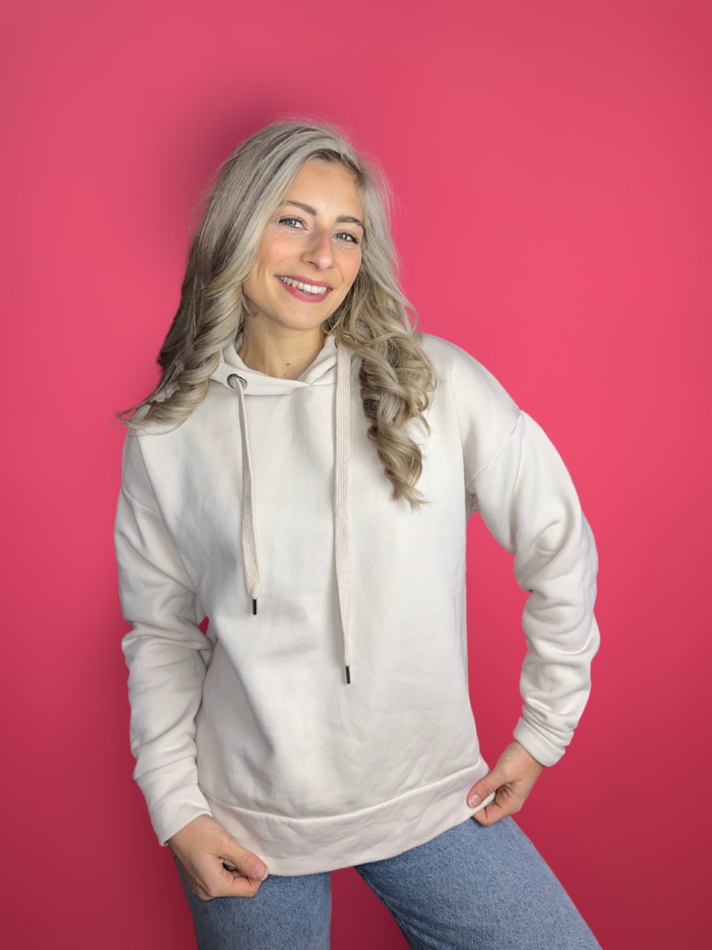 Sweat à capuche fermé beige