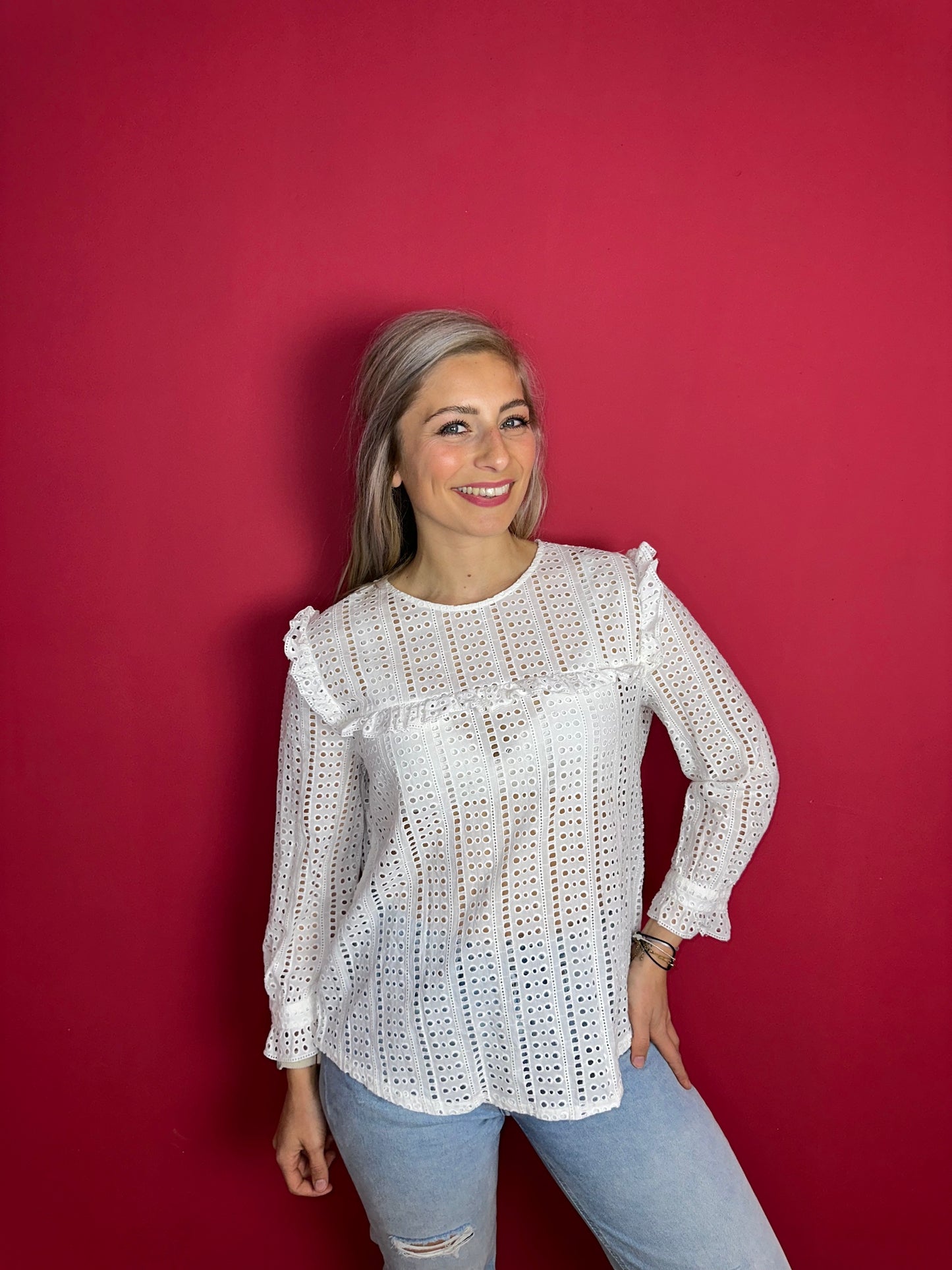 Blouse SET broderie wit - Maat 42