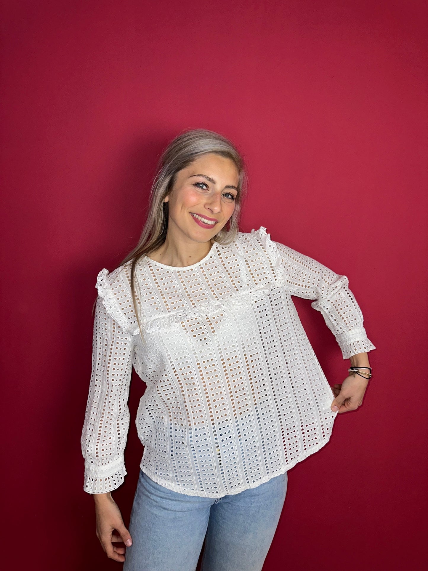Blouse SET broderie wit - Maat 42