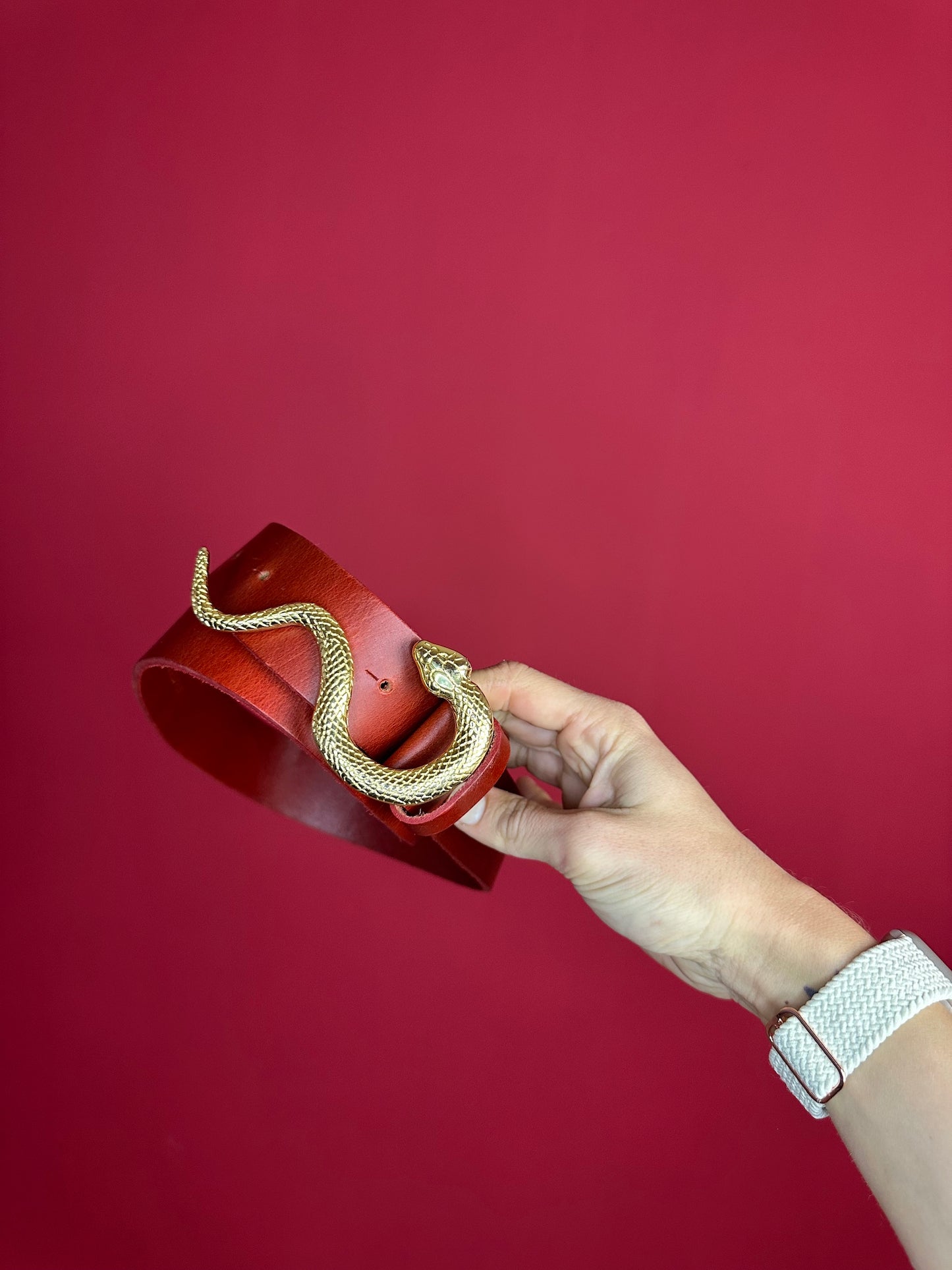 Riem Notes du Nord leer rood slang - Maat L
