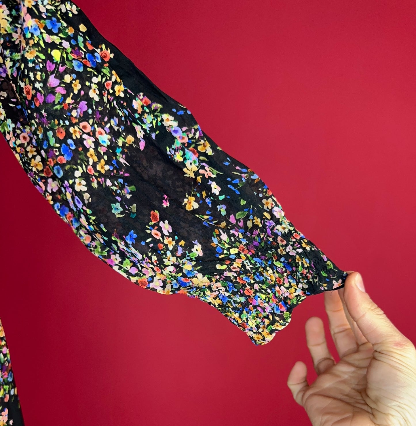 Blouse SET bloemenprint zwart - Maat 42