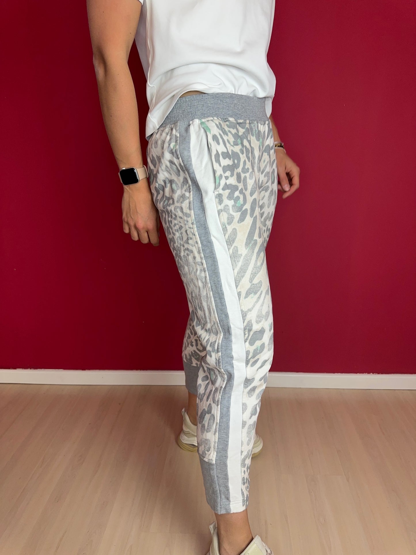 Broek Marc Cain jogging print lichtgrijs - Maat 4