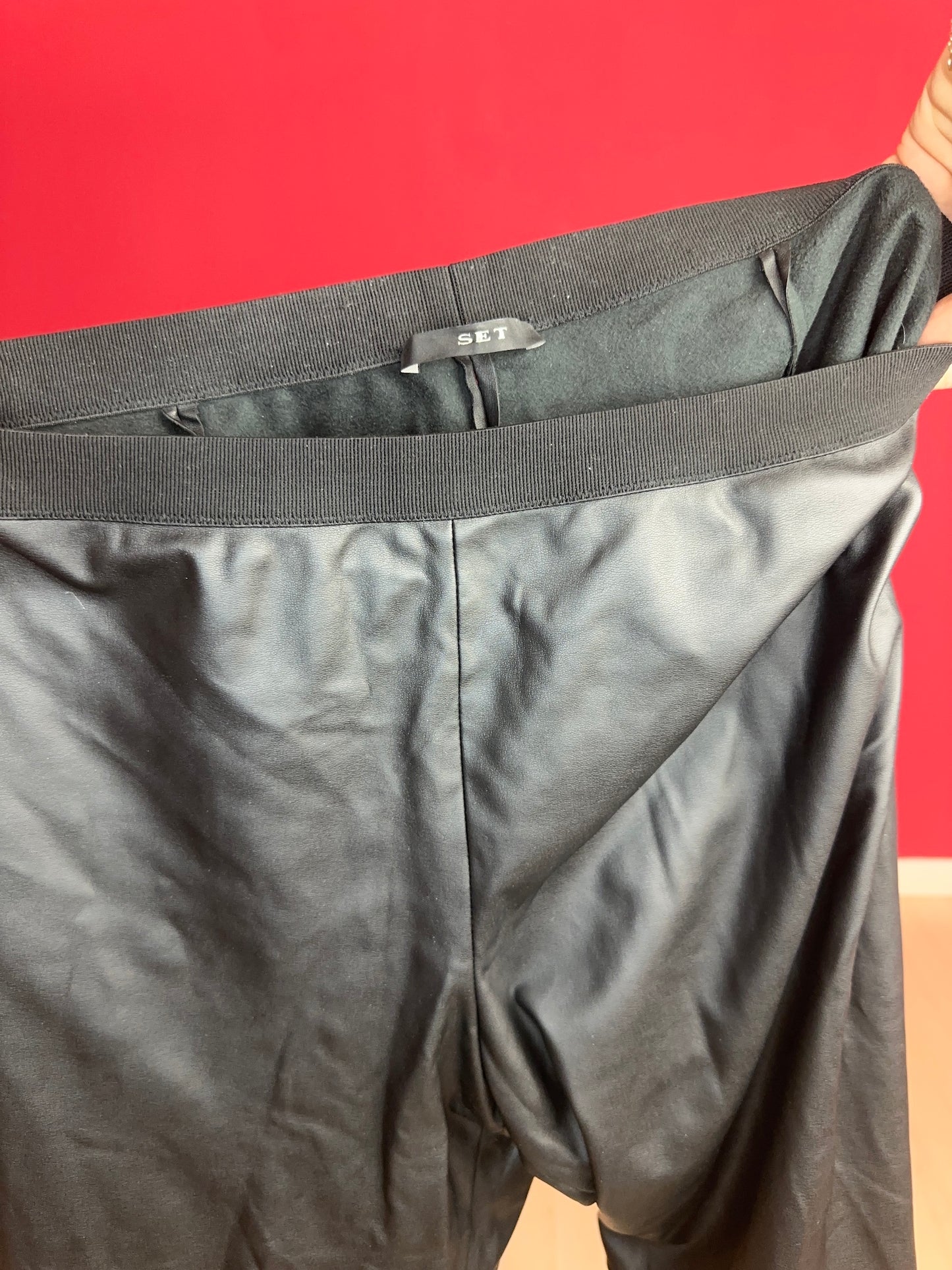 Legging SET lederlook zwart - Maat 42