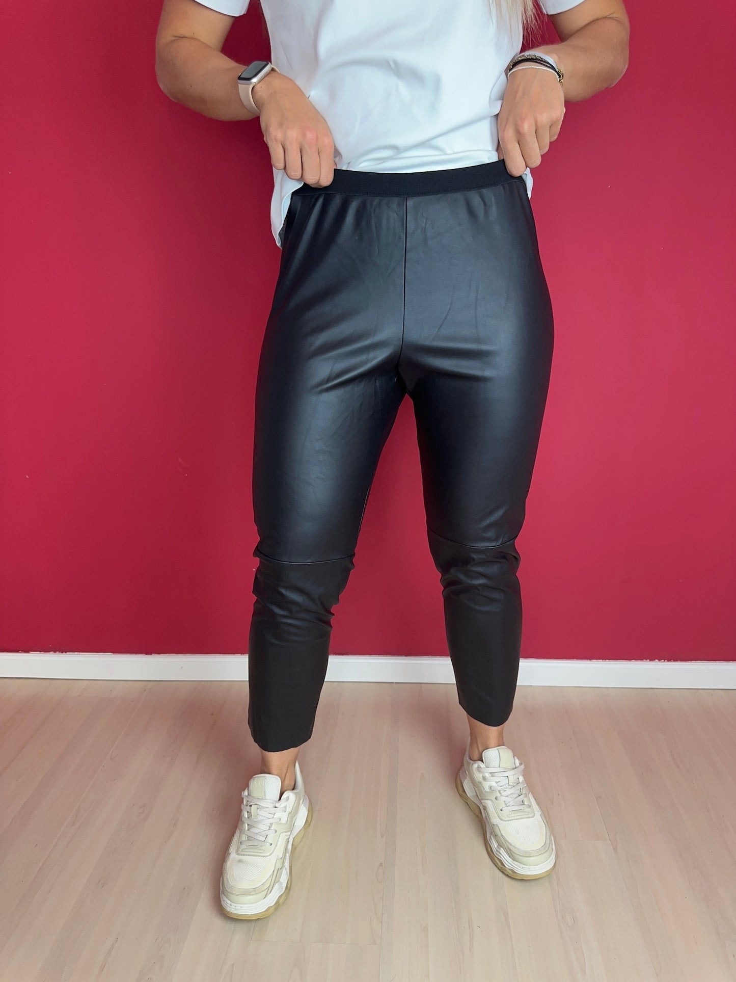 Legging SET lederlook zwart - Maat 42