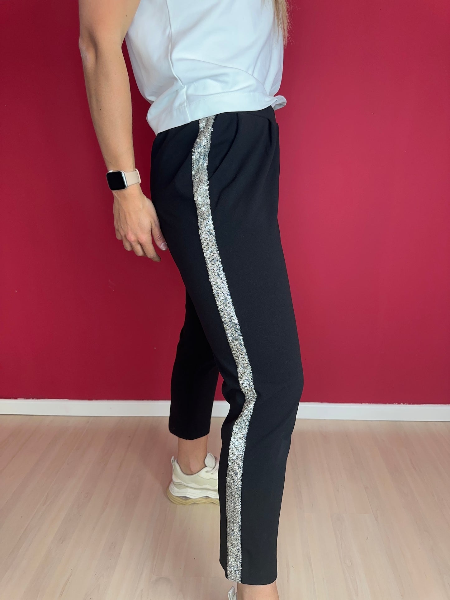 Broek Rinascimento pailletten zwart - Maat XL
