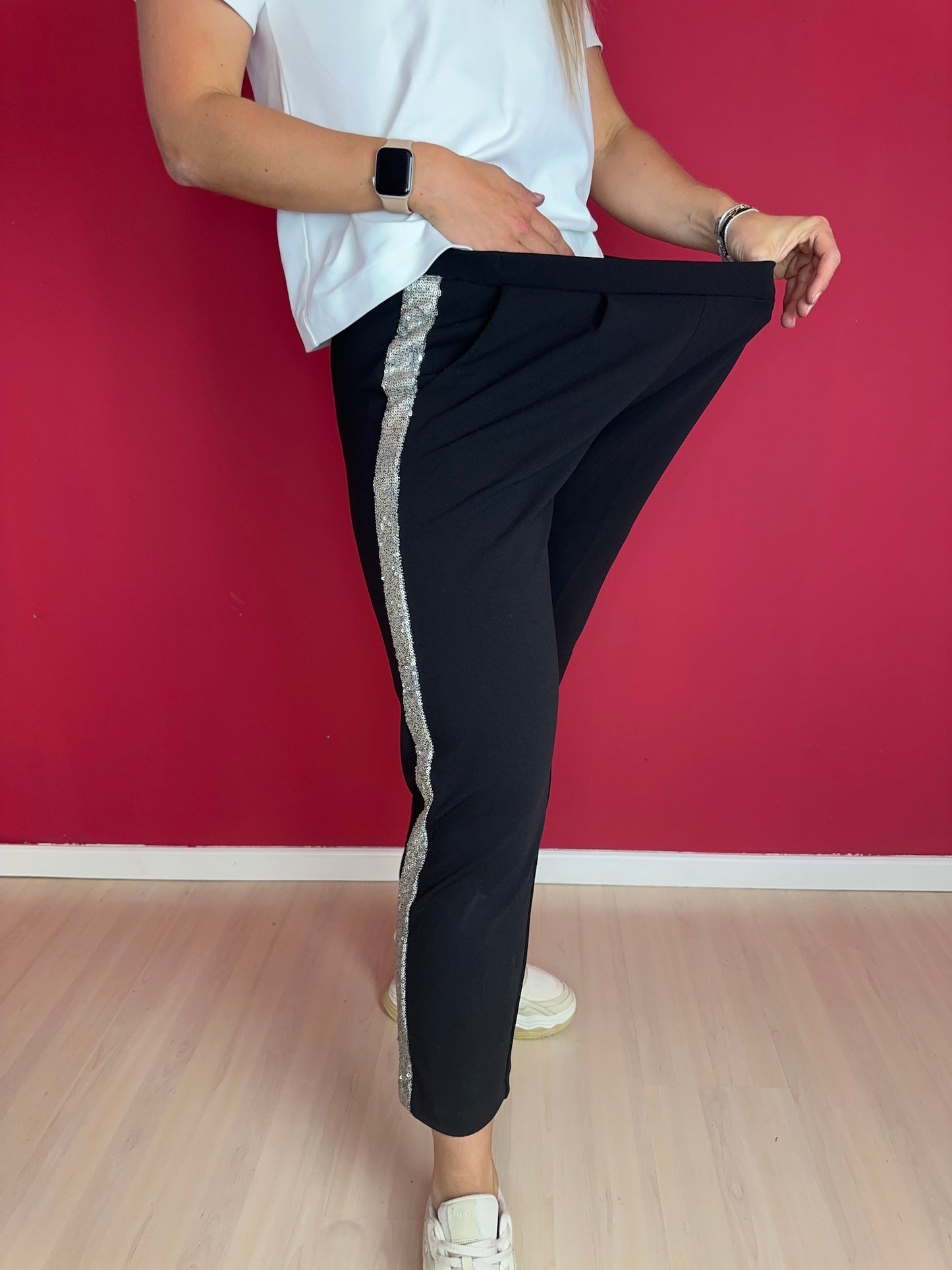 Broek Rinascimento pailletten zwart - Maat XL