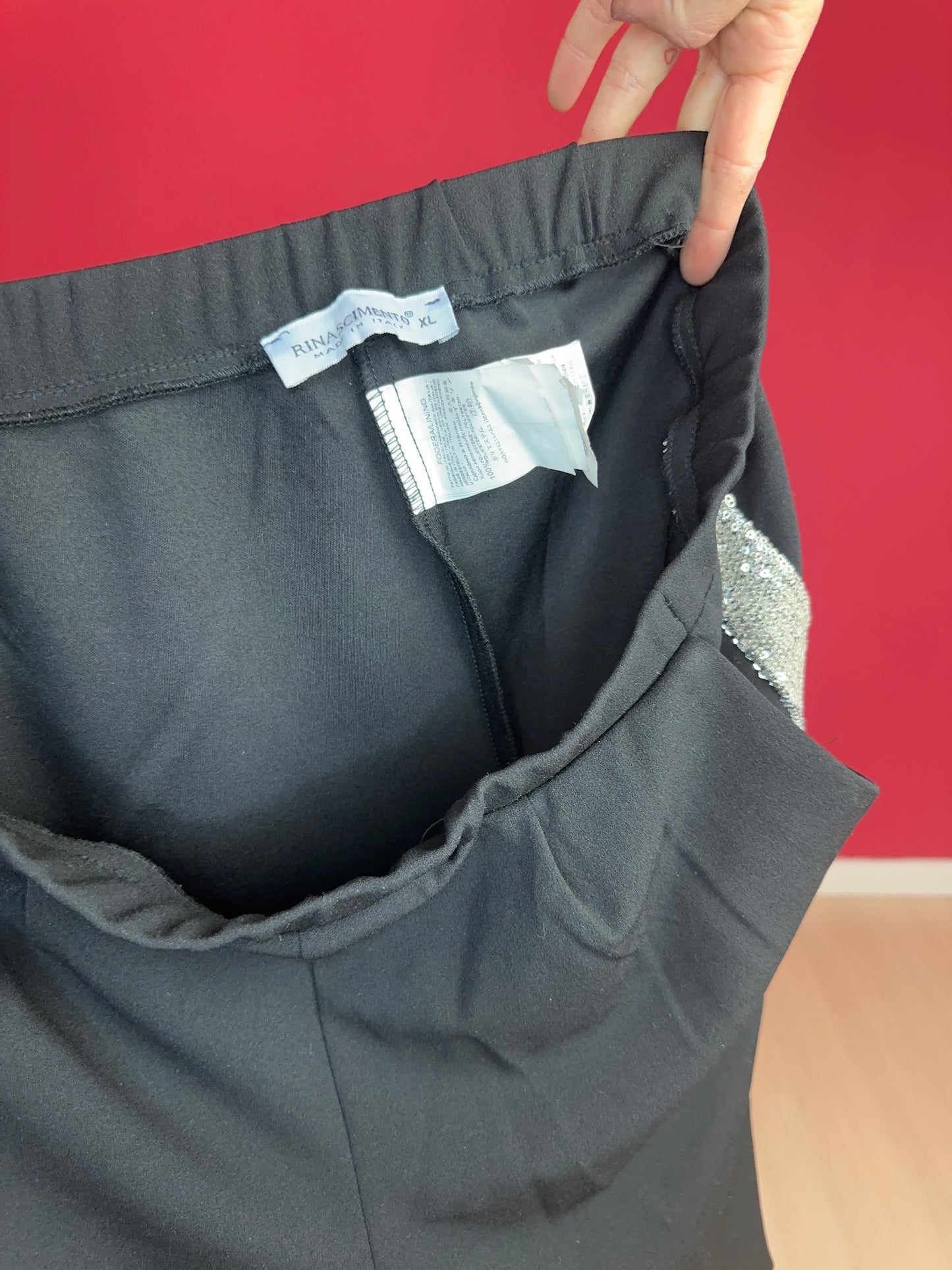 Broek Rinascimento pailletten zwart - Maat XL