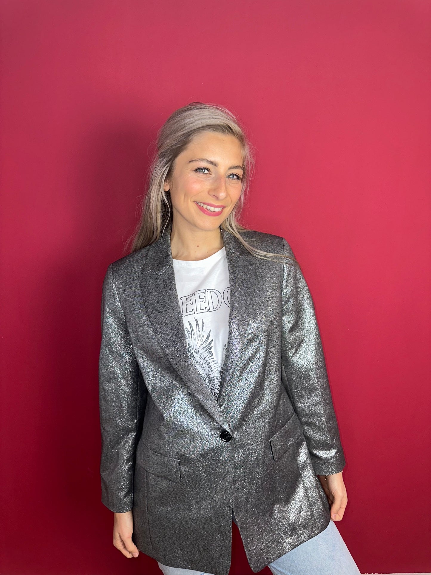 Blazer SET glitter zilver - Maat 42