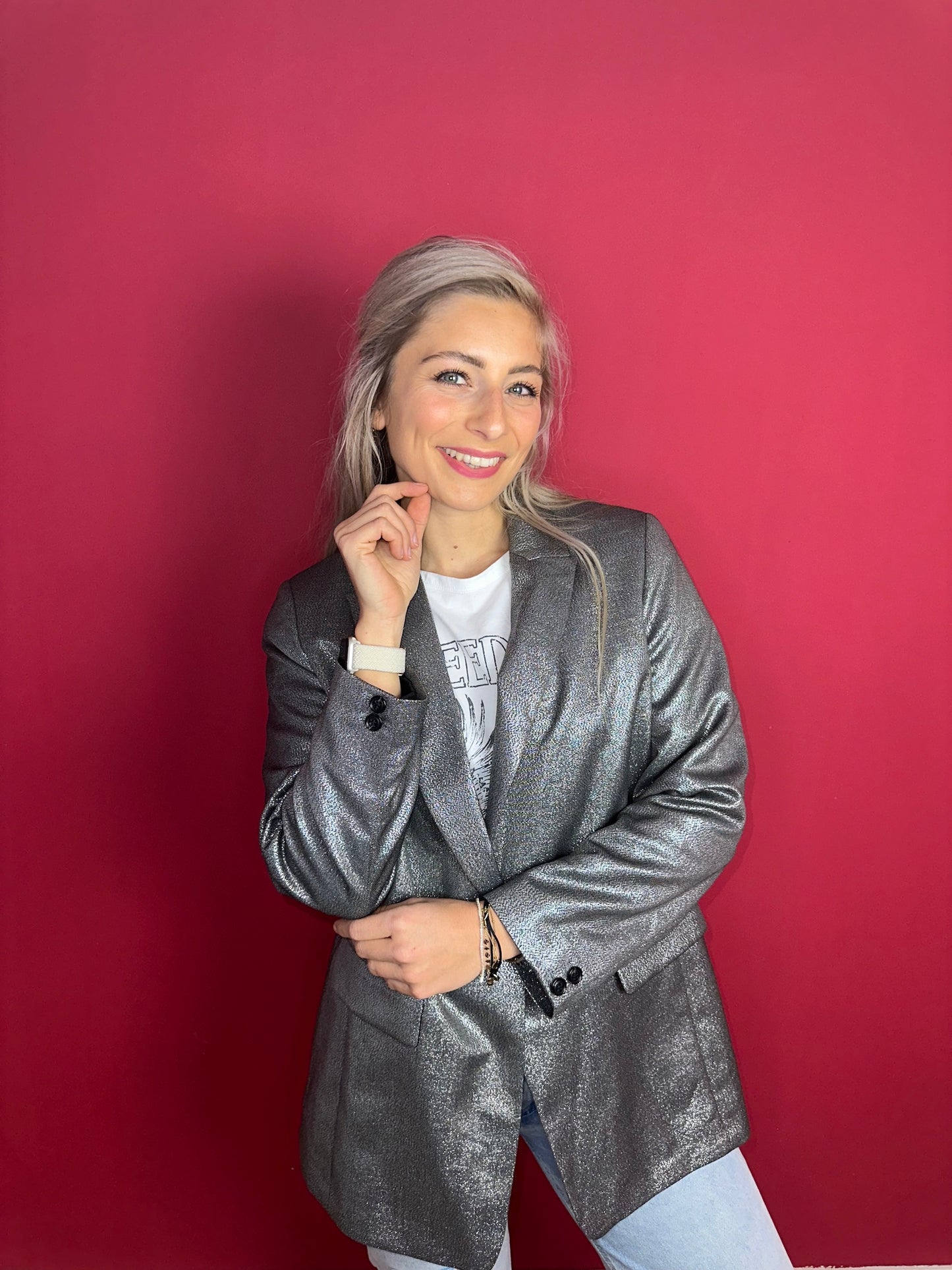 Blazer SET glitter zilver - Maat 42
