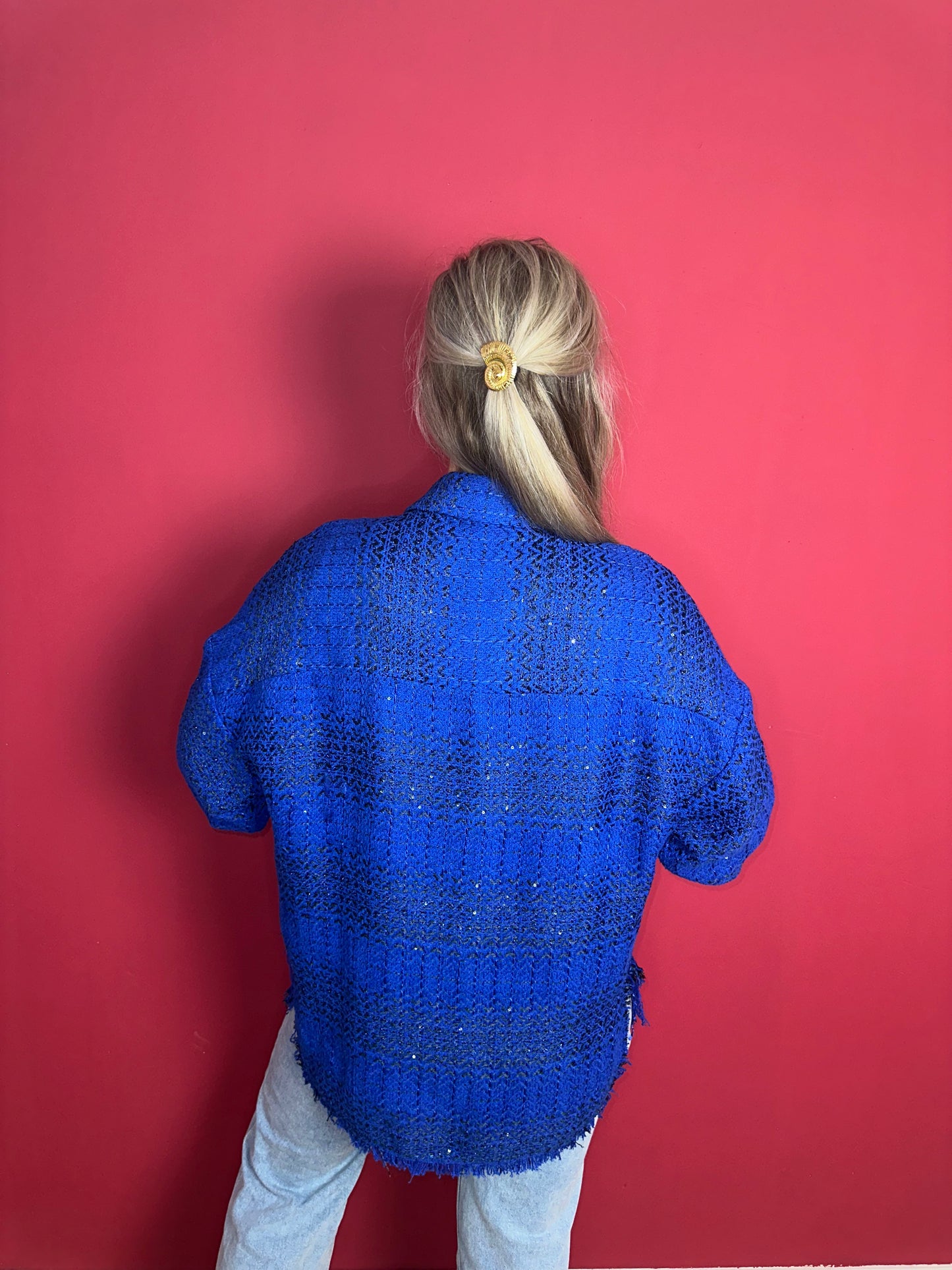 Overshirt IRO Hetas tweed cobalt - Maat XS