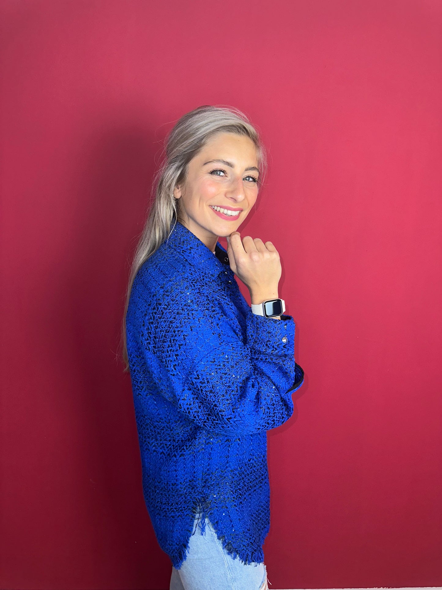 Overshirt IRO Hetas tweed cobalt - Maat XS