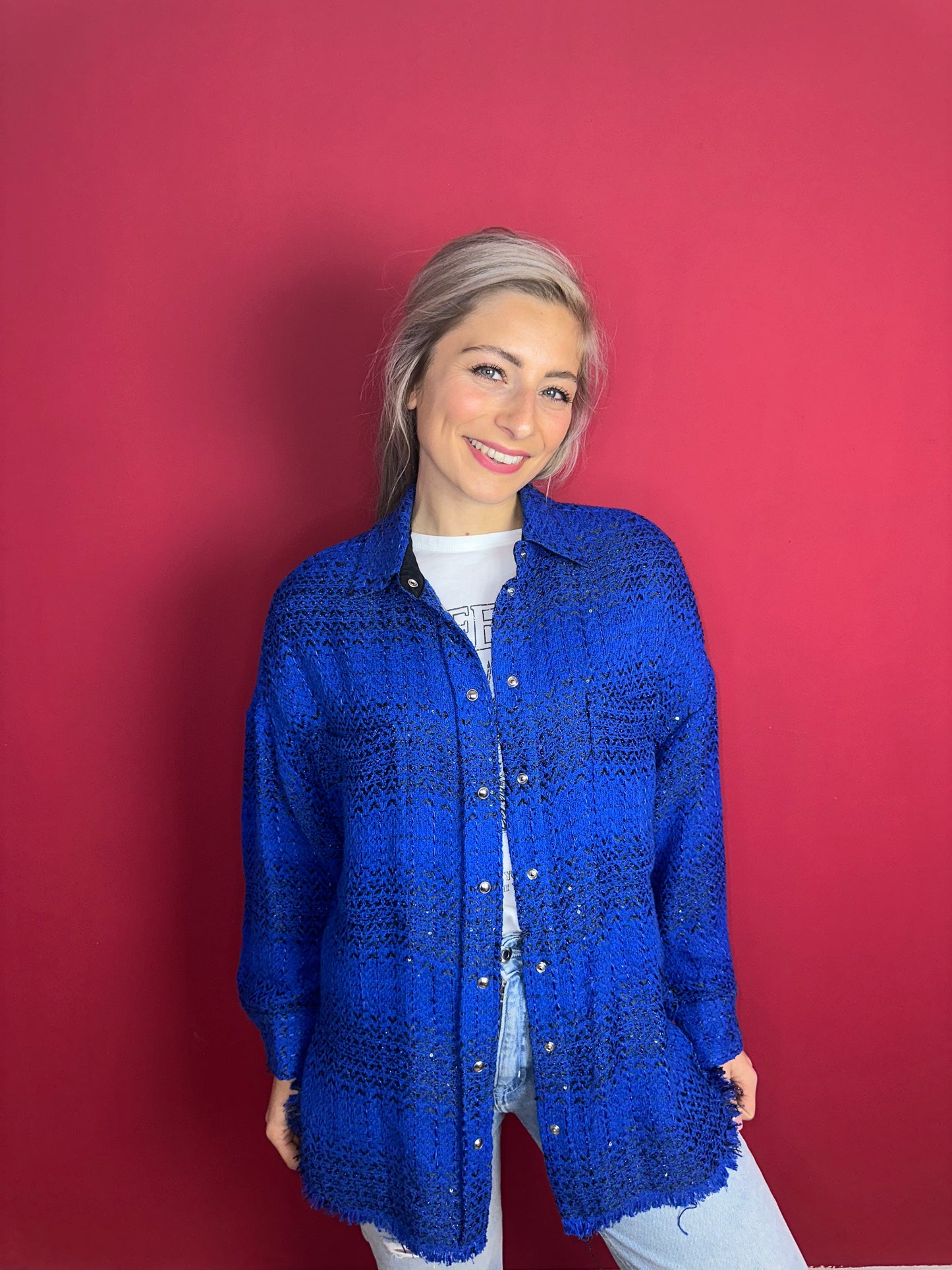 Overshirt IRO Hetas tweed cobalt - Maat XS