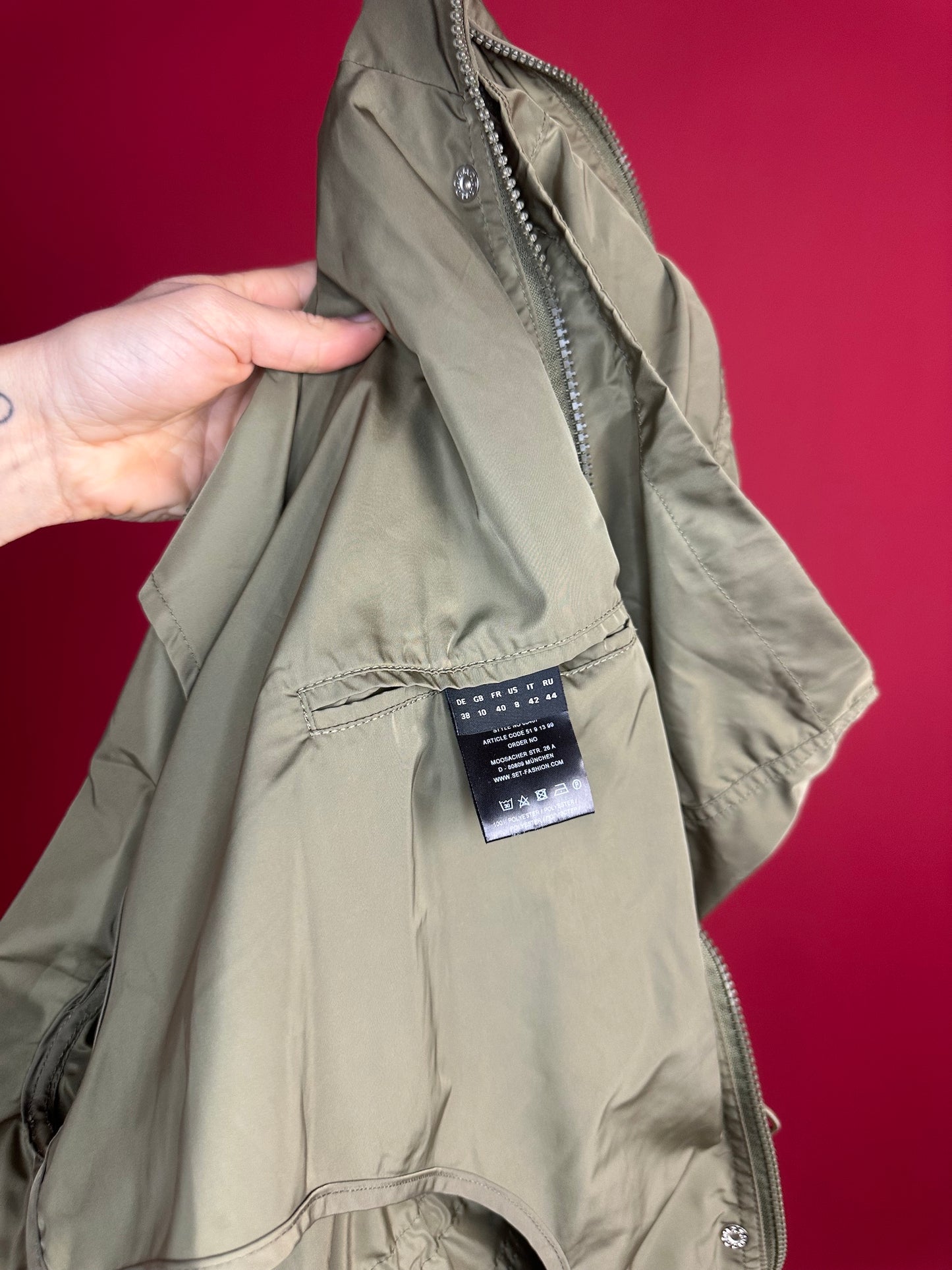 Jas SET parka legergroen - Maat 38